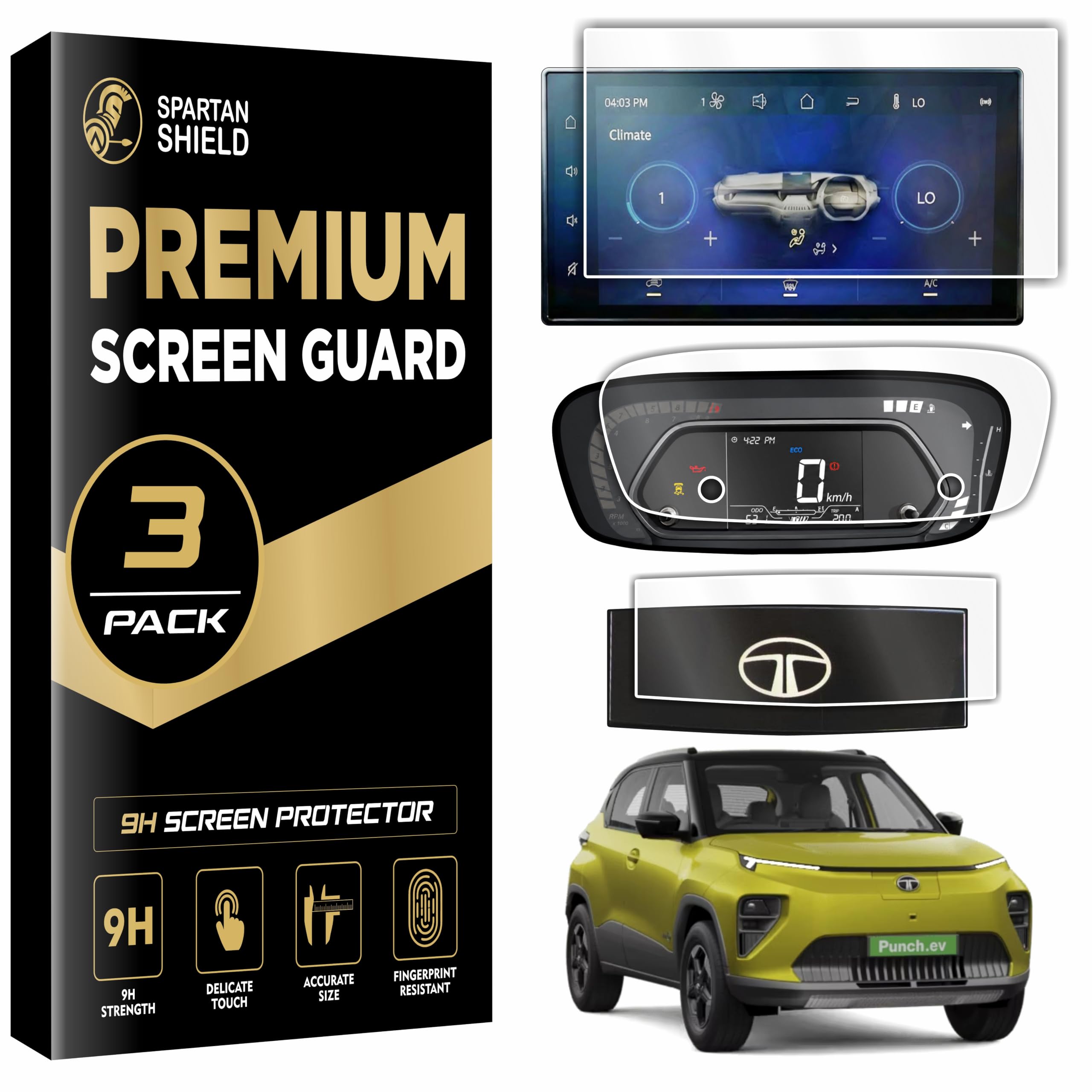 Spartan Shield [3 PACK] SCREEN GUARD For TATA PUNCH EV 2026 Facelift || SMART+ || 8-inch Infotainment Touchscreen + 4inch Instrument Cluster + Digital Steering + Protector || Anti Scratch | Water Resistant | HD Clear | High Touch Sensitivity | Punch.EV Electric Car Music Stereo Accessories 2026+ [Not Tempered Glass] *** Doesn't Fit Empowered / Empowered+S Variants ***-image-31