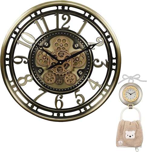 CLXEAST Reloj de pared original con engranaje móvil real, moderno, industrial steampunk, reloj de pared grande para decoración de sala de estar y