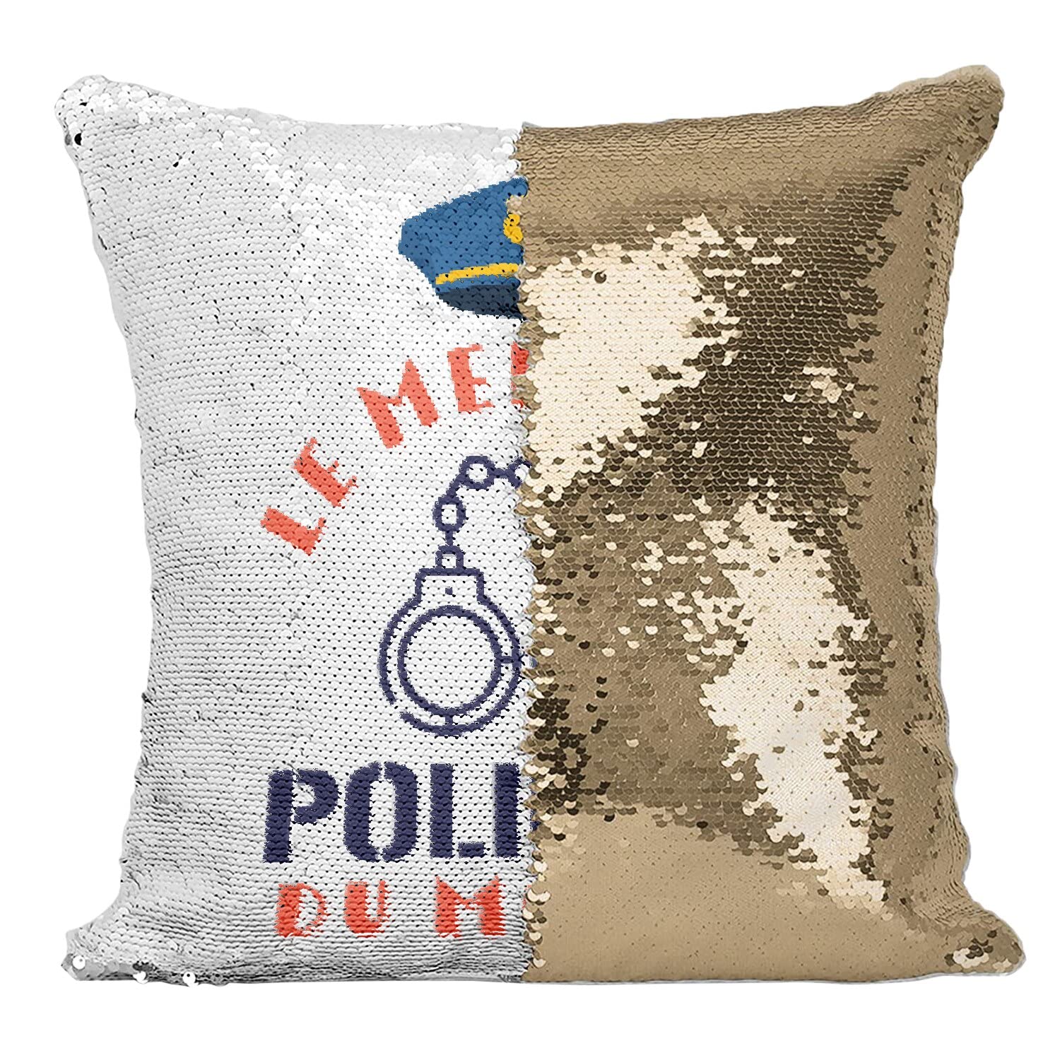 Coussin Sequin Doré Policier pour Rompre la Monotonie d'un Bureau de Police