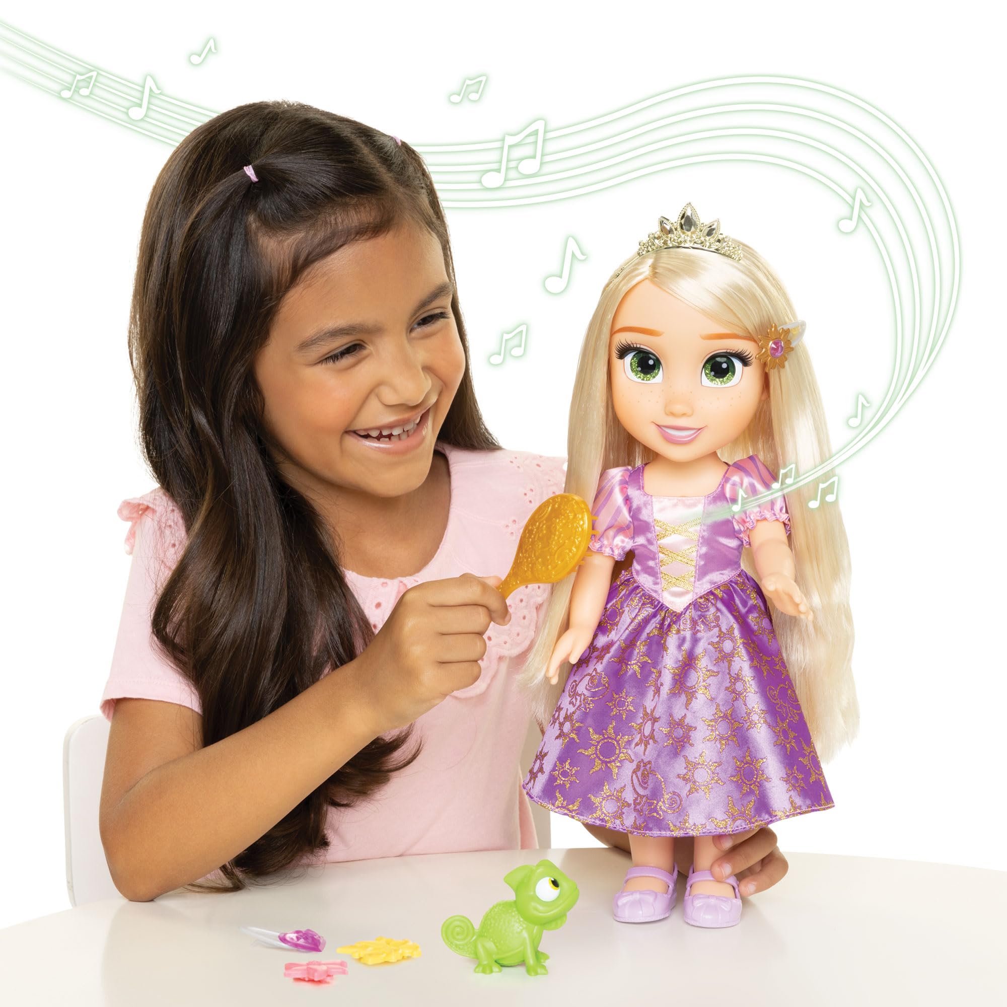Disney Princess My Singing Friend Rapunzel - Muñeca de 35 cm de Alto Que Canta y Dice más de 10 Frases inspiradas en la Historia, Accesorios incluidos para Mayor Juego, niñas a Partir de