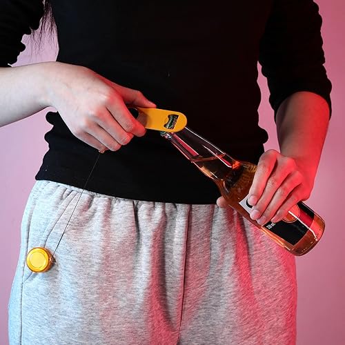 Miniatura 5 de Honoson Abrebotellas retráctil, 8 piezas, abridor de cerveza plano con clips redondos para carrete de insignia, soporte para cocina, restaurante,