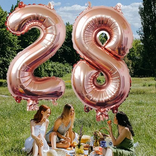 Miniatura 5 de Globos de oro rosa con número 37 de 32 pulgadas, globos de papel de aluminio, globos de 37 cumpleaños, dígitos 37 globos grandes de helio, para