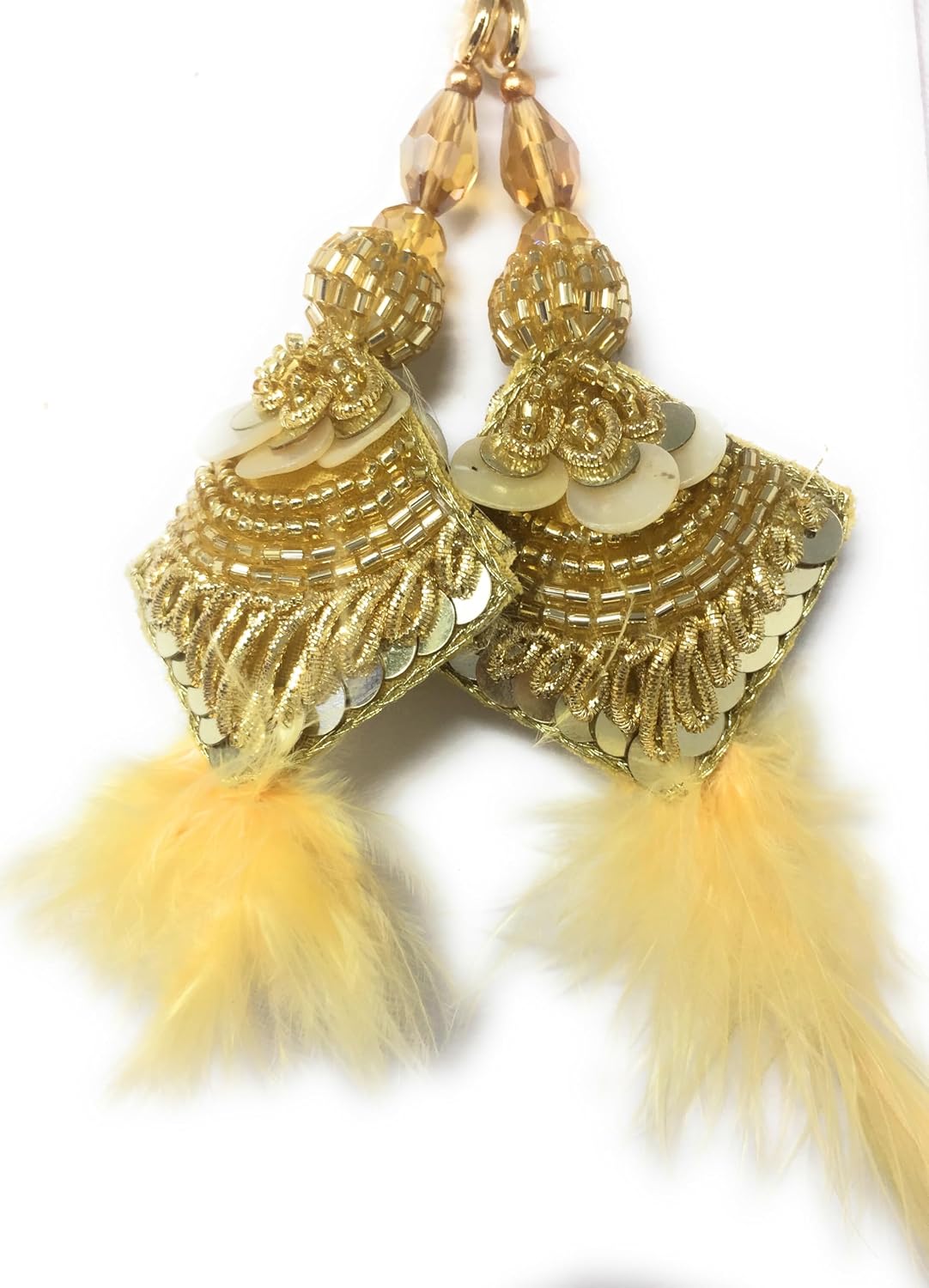 Hanging Latkan Tassle for Dress, Blouse, Lehenga & Saree, Purse, Jhumka Style Gold Sequence Work Set of 2