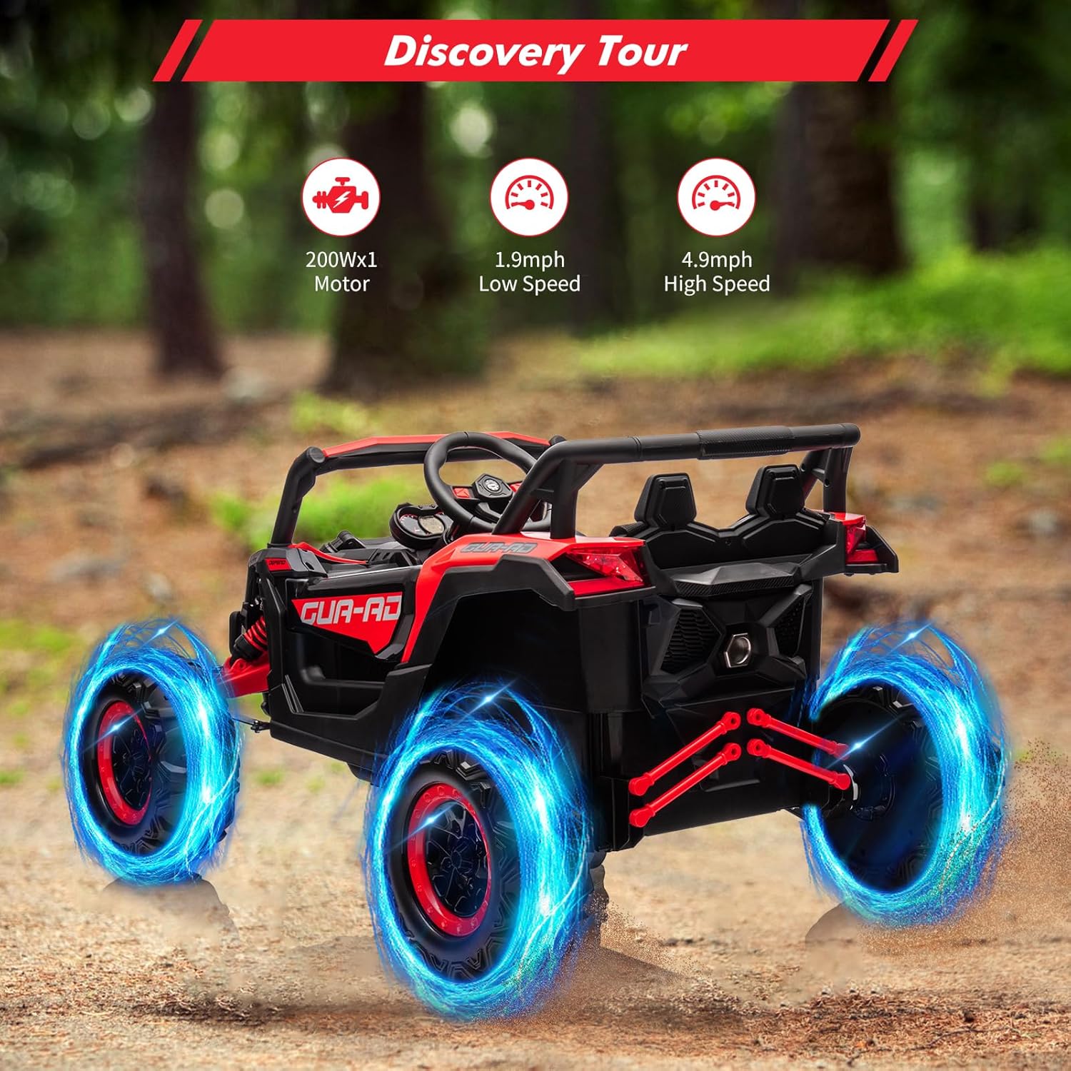 24V Ride On Car for Kids w/Remote Control, Battery Powered Off-Road UTV, 400W Motors,19" Spacious Seat, 4 Shock Absorbers, 4.5 Mph Max Speed, Music, LED Lights, Electric Car for Big Kids, Red