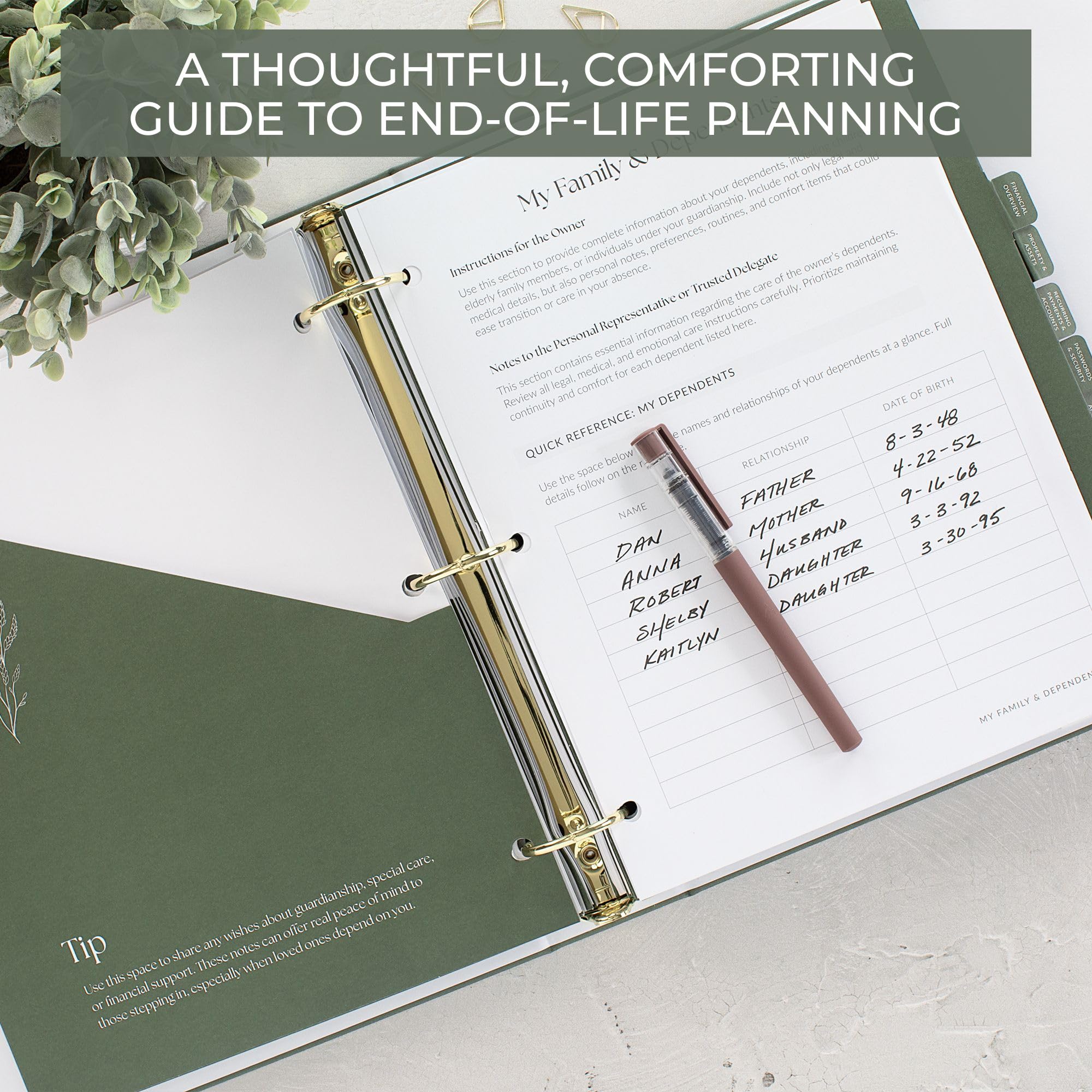 Aesthetic End of Life Planner - Der perfekte Nachlassplanungs-Organizer für letzte Wünsche, wichtige Dokumente, Familiennotfall und Beerdigungsplanung