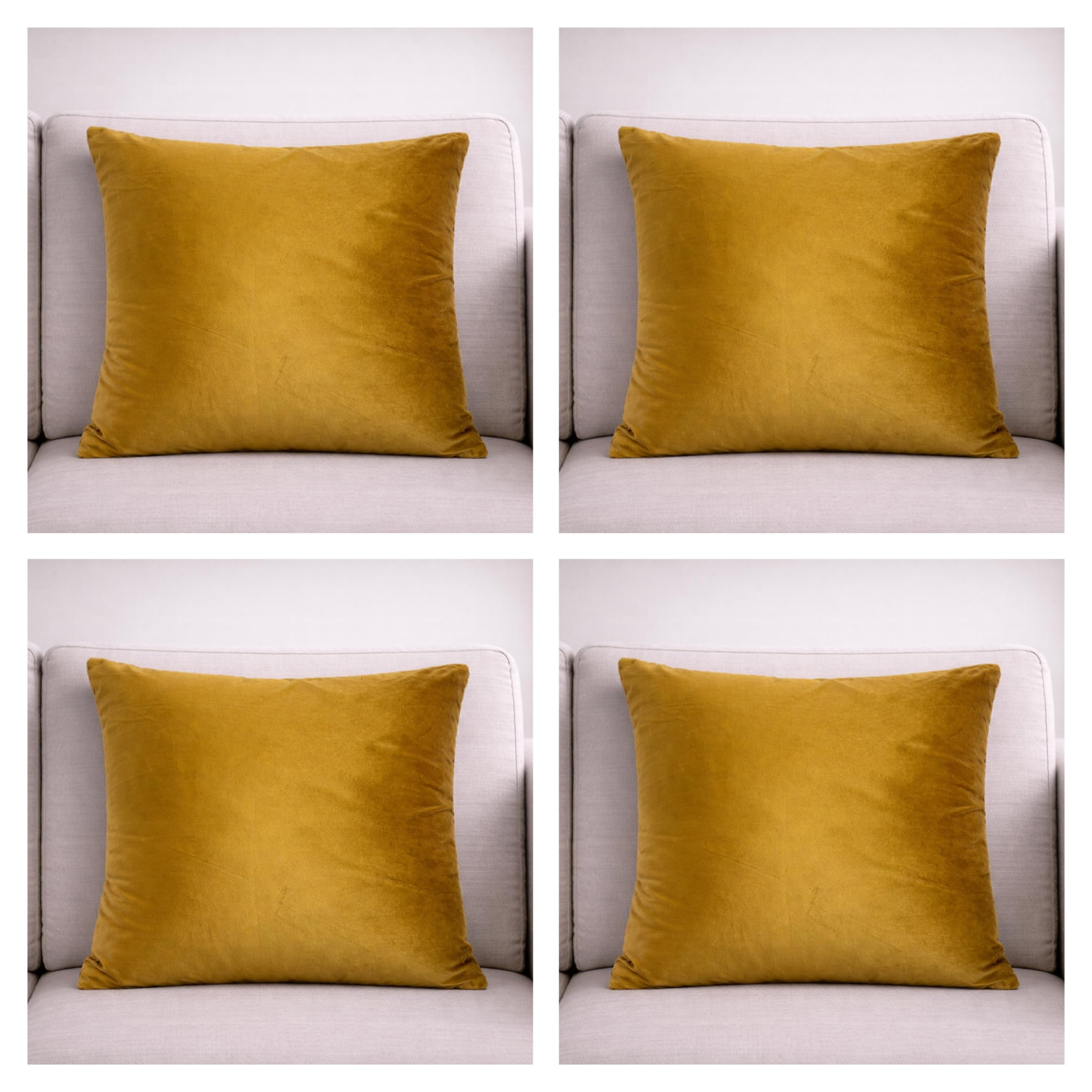 Seechoo Velvet Cushion Covers 40x40cm 16x16 Inch โ Packs of 2 or 4 (2, Gold Mustard) โ image 1