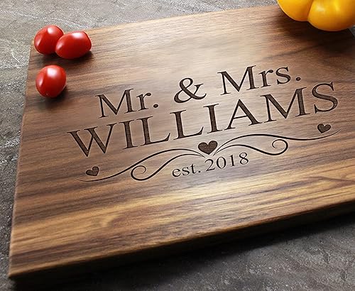 Tablas de cortar grabadas Tabla de cortar personalizada Mr Ms Tabla de cortar de bambú grabada de madera personalizada