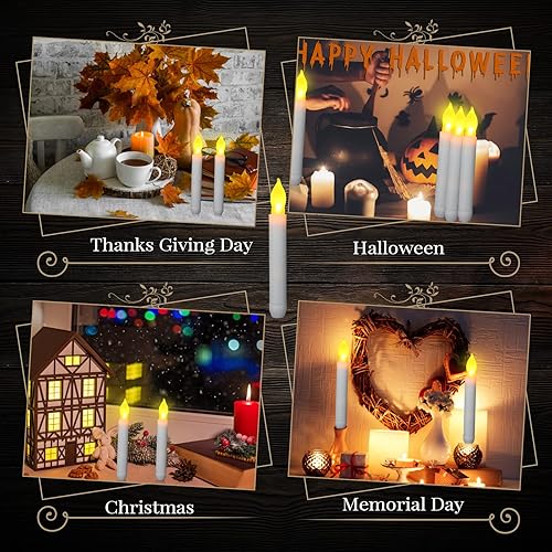 Miniatura 5 de 60 velas LED sin llama, funcionan con pilas, velas LED parpadeantes con luz cálida para iglesia, Navidad, Halloween, boda, batería no incluida (luz