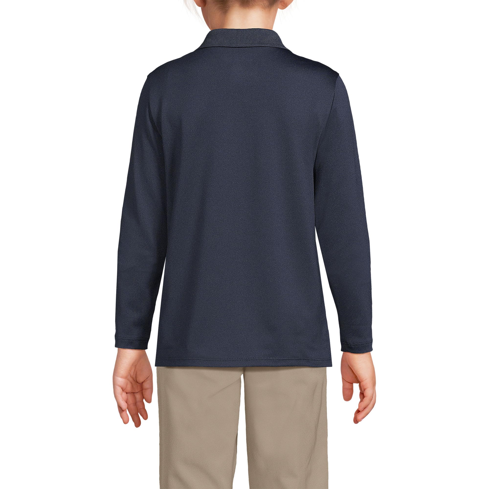 Lands' End School Uniform Girls Long Sleeve Feminine Fit Rapid Dry Polo Shirt X-Large Classic Navy