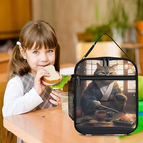 Miniatura 7 de Japanese Sushi Cat Insulated Lunch Bag for Women Men Reusable Lunch Box Tote Bag for Work Travel