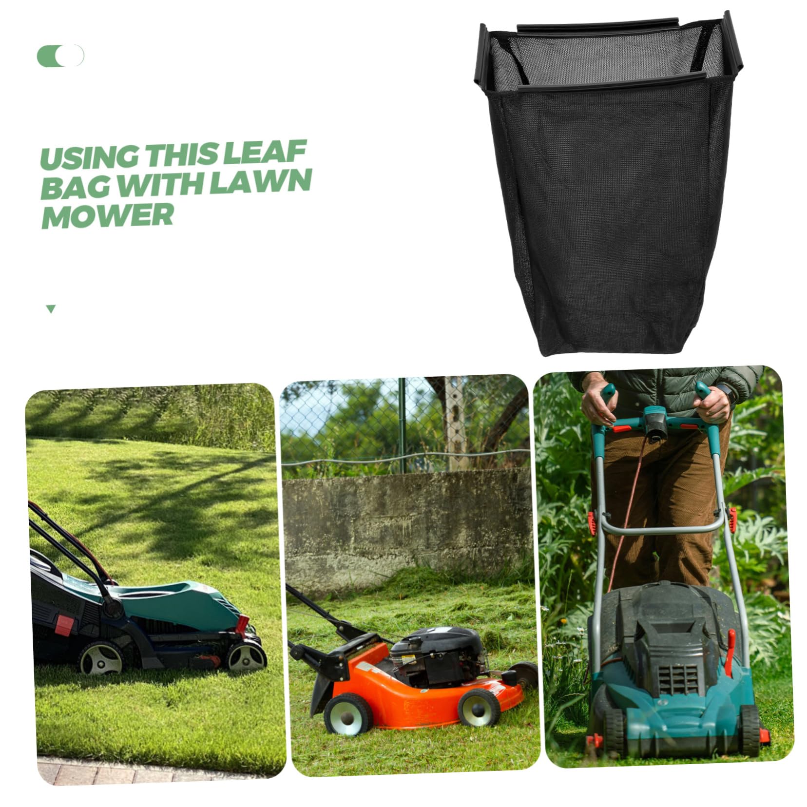 Bolsa Recolectora de Césped de Nailon Negro, Cierre Cordón y Tamaño Ajustable, para Jardín y Limpieza de Hojas en Tractor Cortacésped