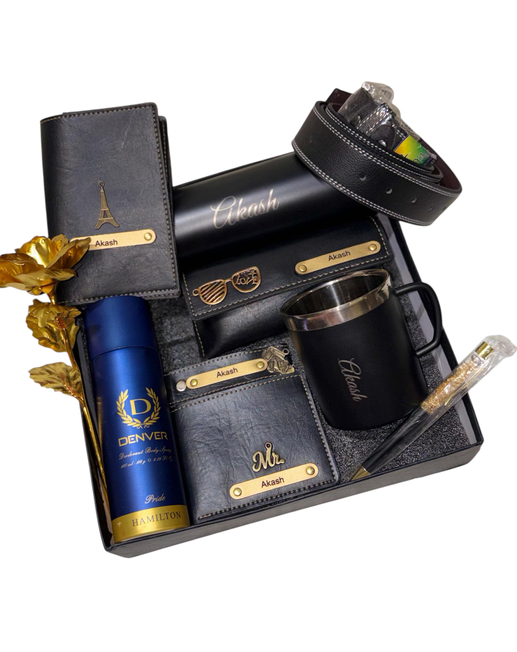 Shopforu Best Gift for Man Personalised Hamper for Men Customized Gift Set with Name Wallet,Passport Cover, Mug,Bottle,Pen Birthday Gift Hamper for Husband,Boyfriend,Brother Unique Men-image-6