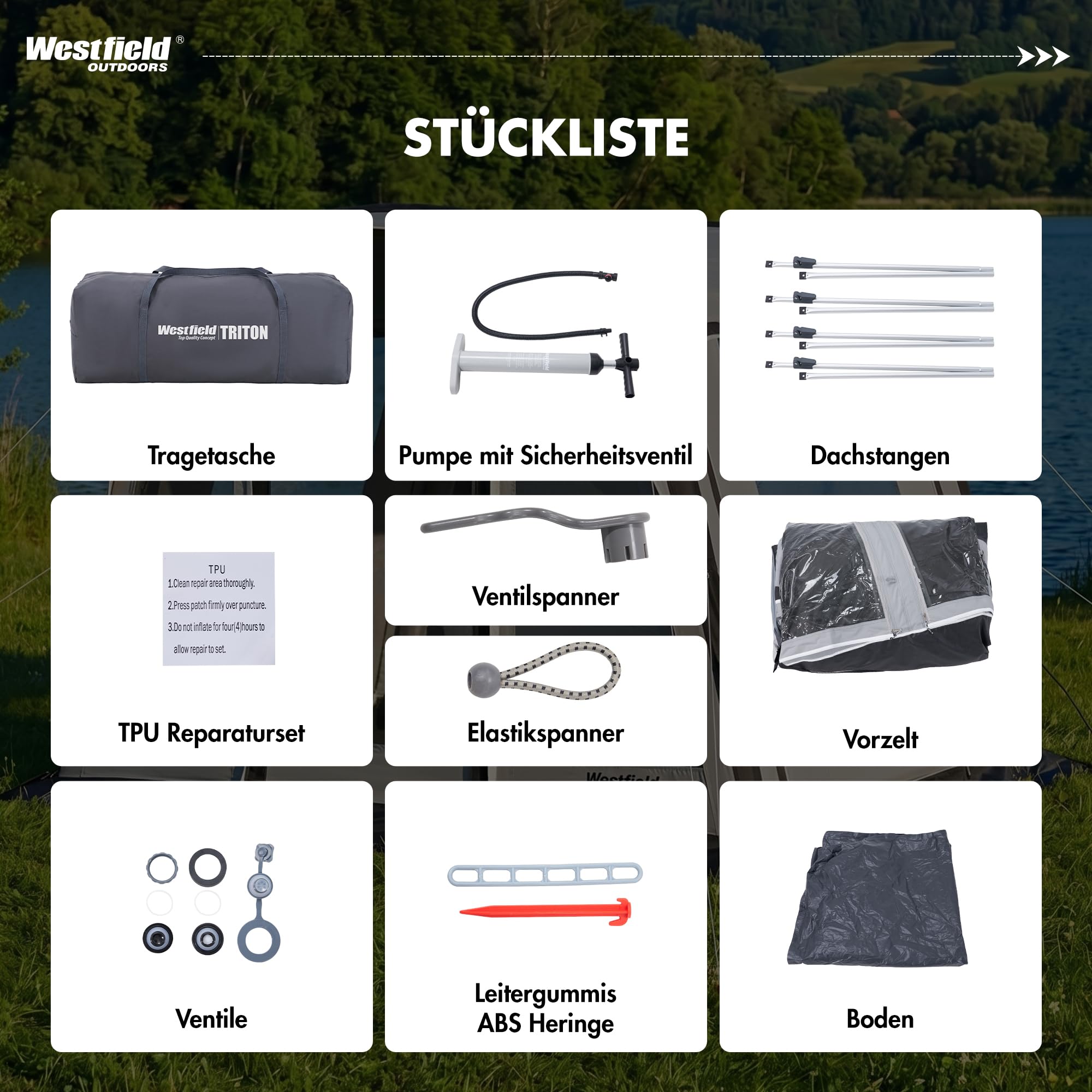 Westfield Outdoors Triton, Aufblasbares Vorzelt, Pavillion-Luftzelt, Busvorzelt Campingzelt mit Drive-Away-Funktion, 3000 mm Wasserdicht, UV- & Windfest