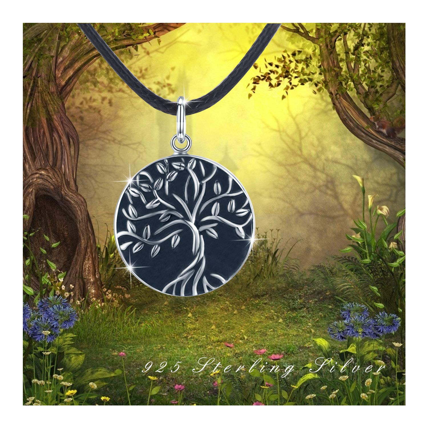 REDSUN Medaglione collana in argento Sterling 925 albero della vita/bussola/pietra di luna/cristallo cuore medaglione di girasole/lupo medaglione foto medaglione gioielli regalo per donne ragazze