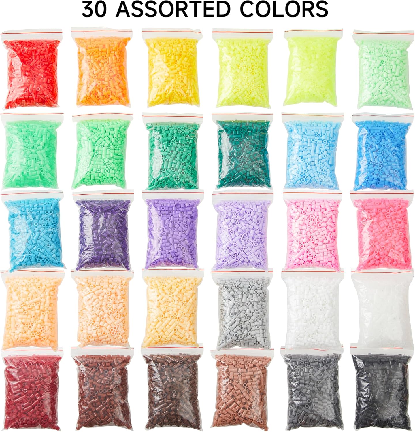 INSCRAFT 30,000 Fuse Beads Kit-30 Individual Packs of Iron Beads Set with 3 Pegboards, 5 Ironing Paper, 10 Patterns, Gifts for Birthday Christmas, Multicolor 5mm Melty Beads Bulk Refill Kit