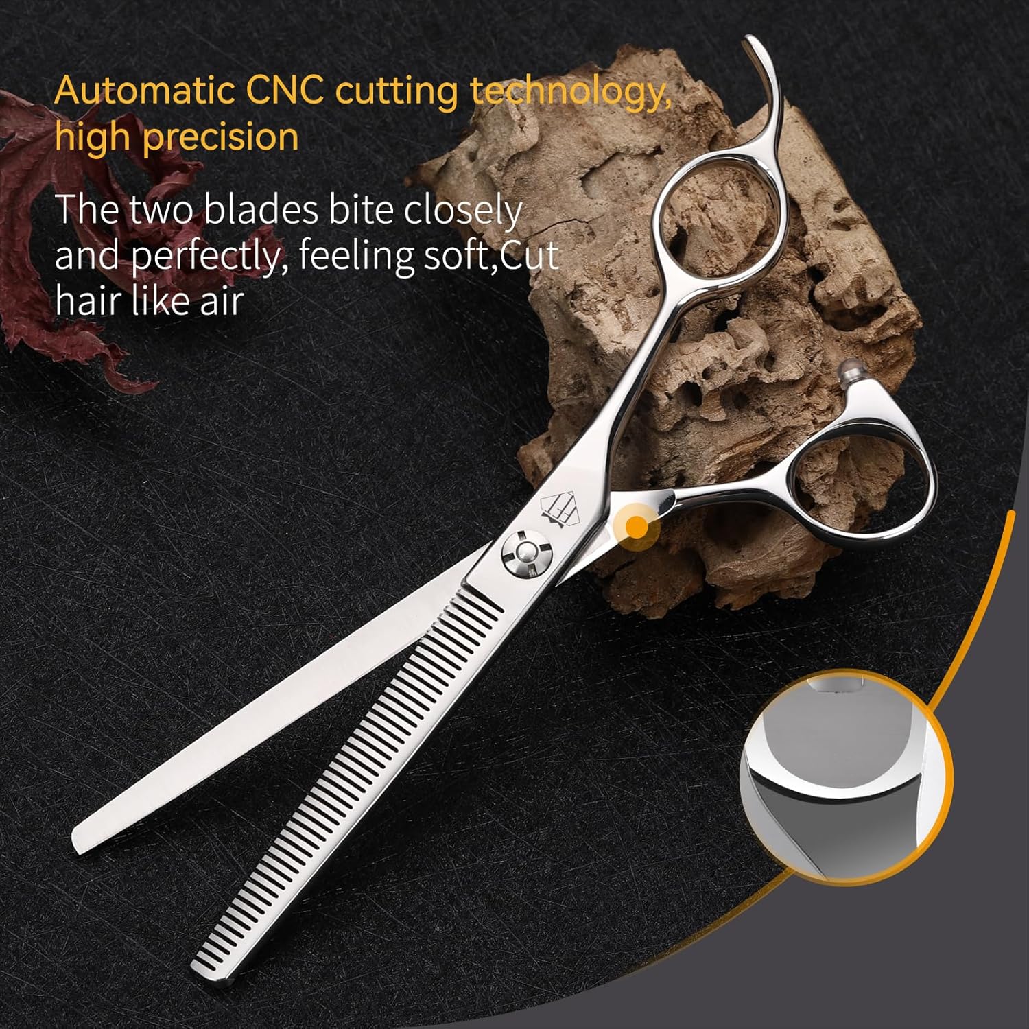 Dog Grooming Scissors: Professional Grooming Scissors for Pet High Precision CNC-Cut Blades, Silver (Thinner, 6.5")