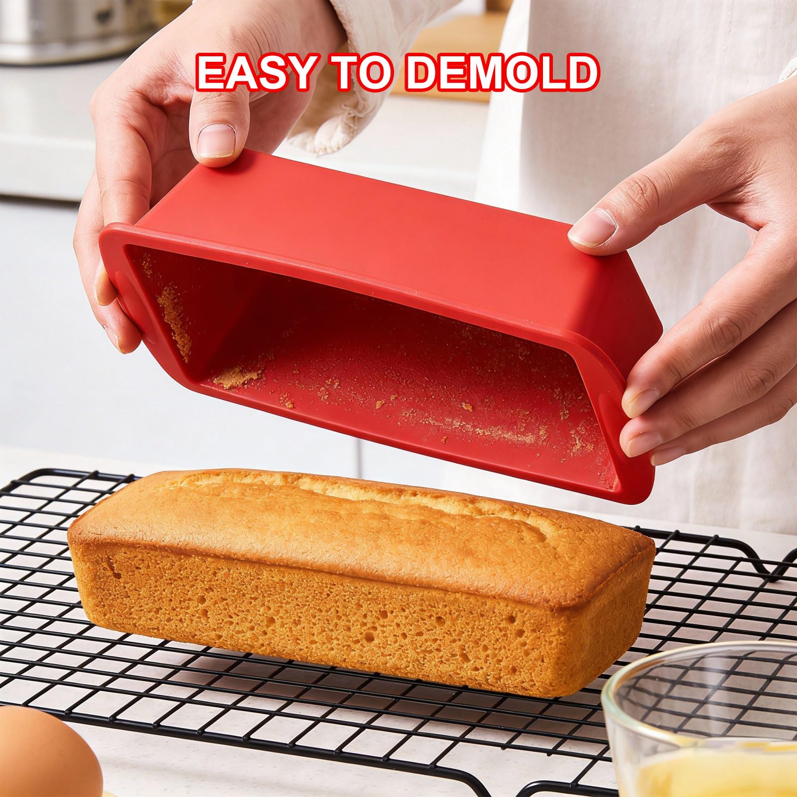 3 Stampi in Silicone per Dolci con Pennello, Stampo Plumcake Silicone Rettangolare, Rotondo e Quadrato, Stampo Silicone Antiaderente Riutilizzabile per Pane, Torte e Dessert