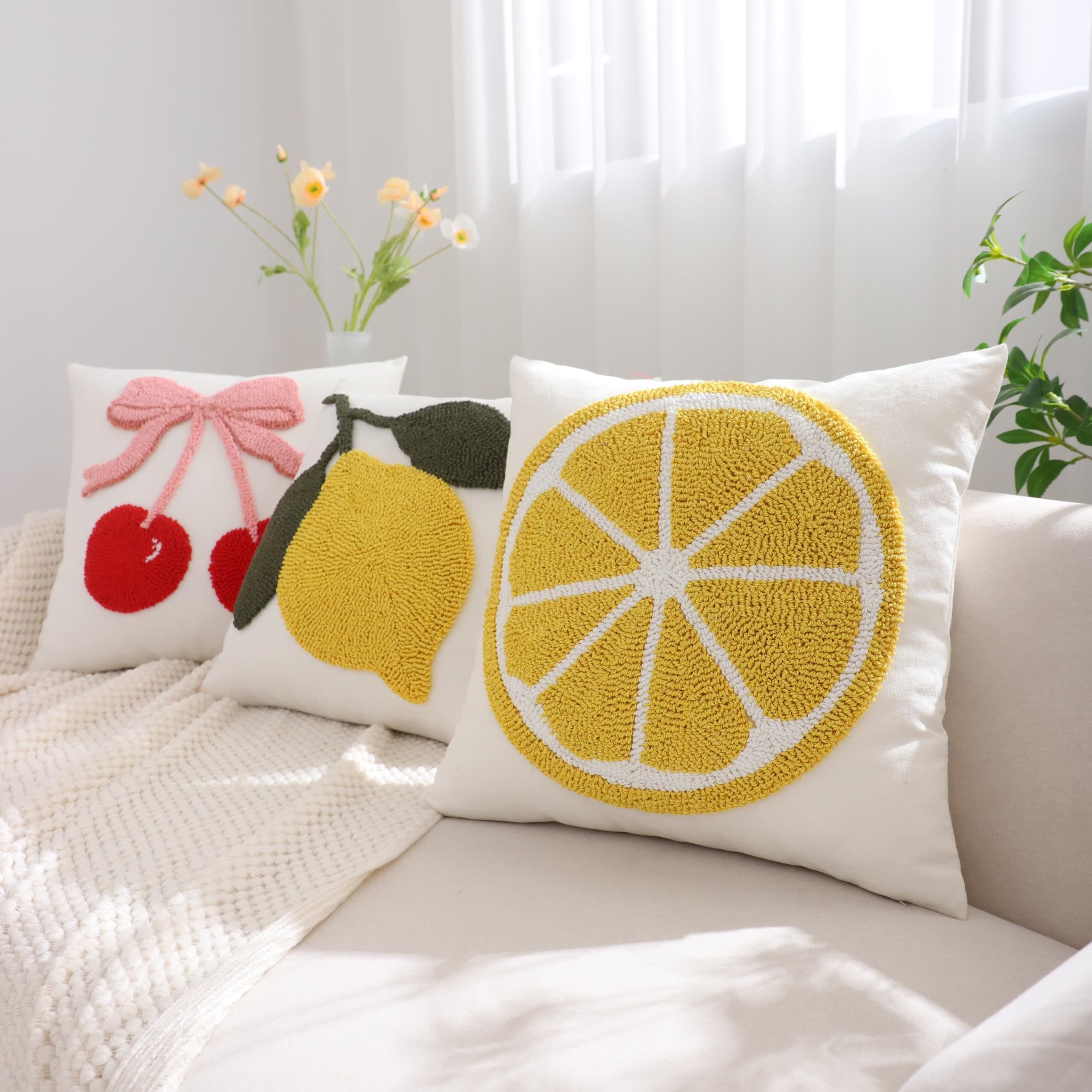 Fundas De Cojín Decorativas Con Diseño De Limón – Juego De 2, 45x45 Cm, Para Sofá, Jardín Y Decoración De Primavera/Verano