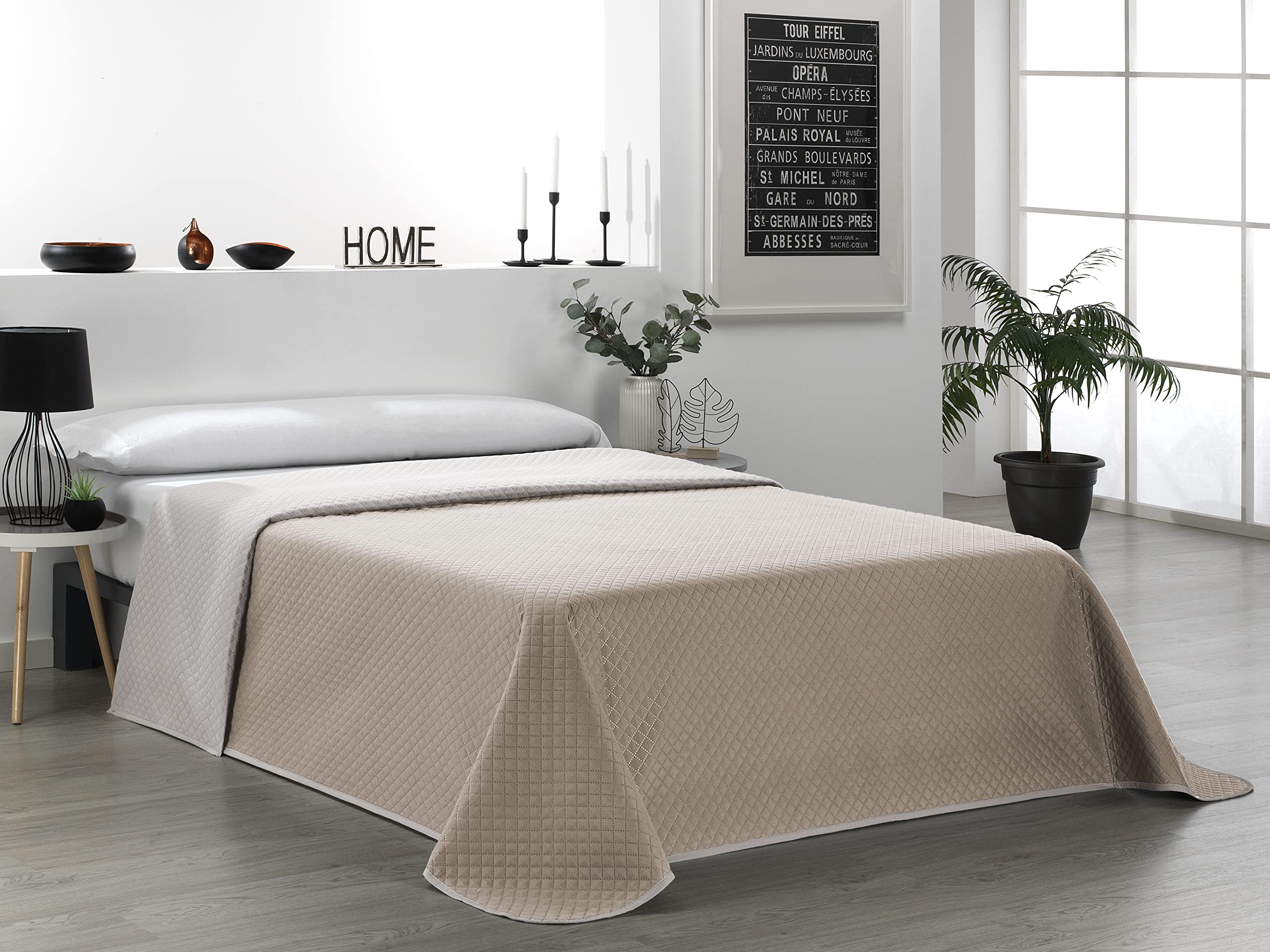 Martina Home Reversible Linen Leather Bedspread for 135 cm Bed