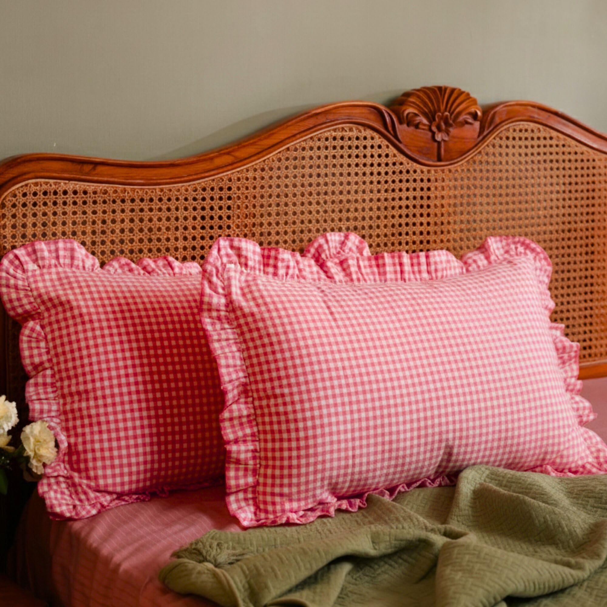 Pink Checkered Pillow Covers - Soft & Breathable -5 Pink Checkered Pillow Covers - Soft & Breathable -5