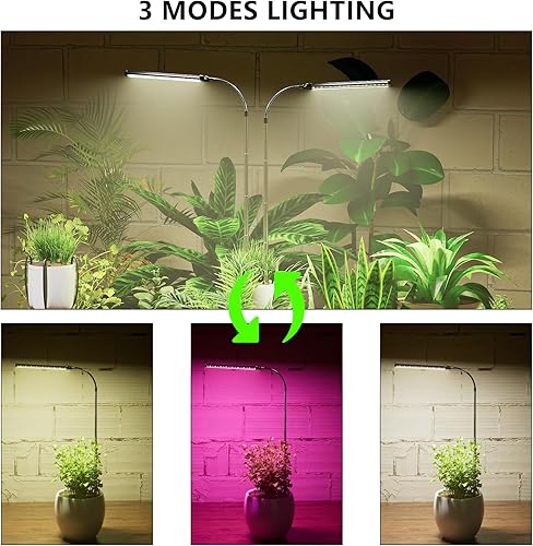 Miniatura 2 de Juhefa Luz LED de crecimiento, 6000 K de espectro completo de cuello de cisne, lámpara de cultivo de plantas pequeñas de interior, temporizador de