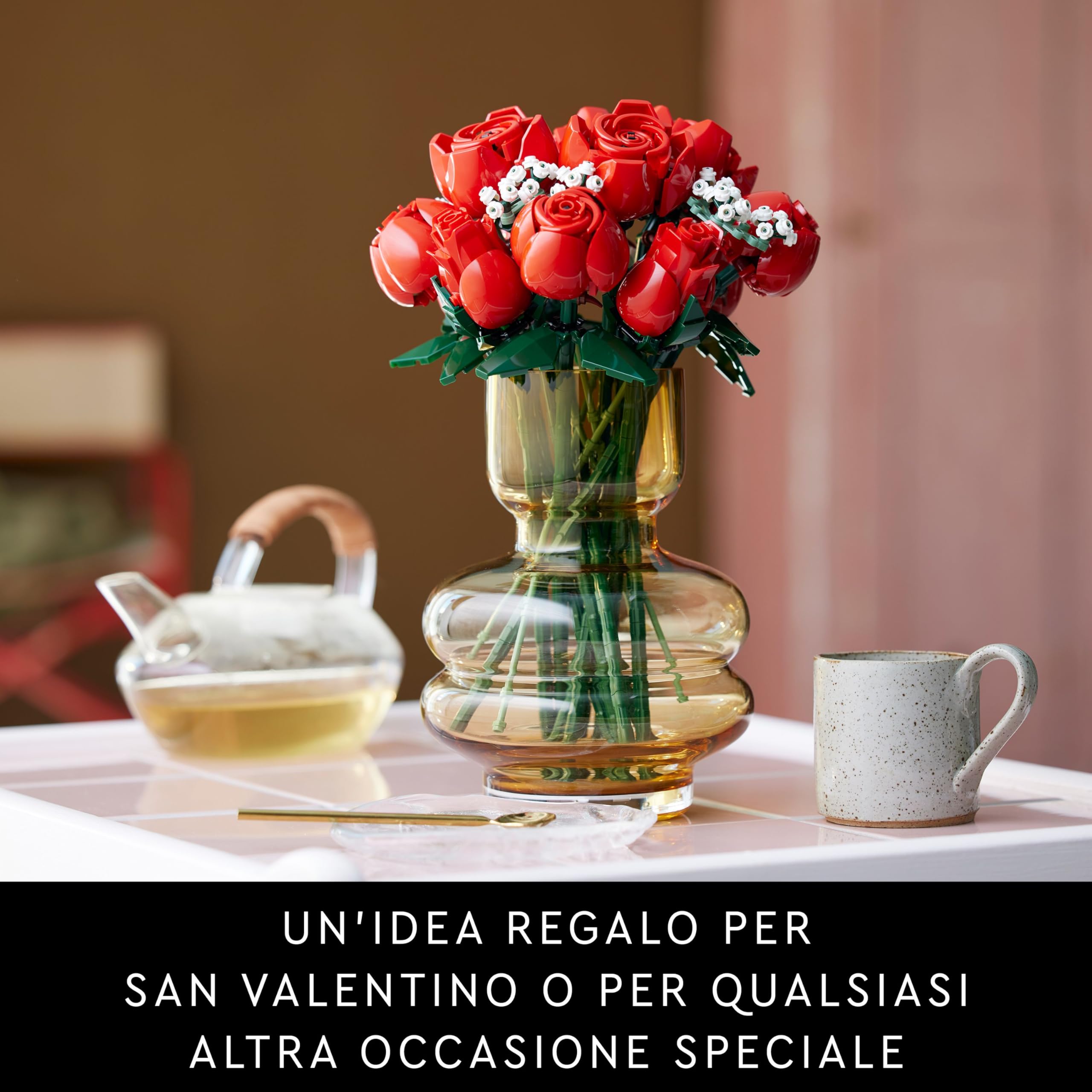 LEGO Botanicals Bouquet di Rose - Set di Fiori Finti con 12 Rose da Costruire - Hobby Creativi per Adulti - Decorazione per Casa Fai da Te - Idea Regalo per Donna o Uomo da Collezione - 10328