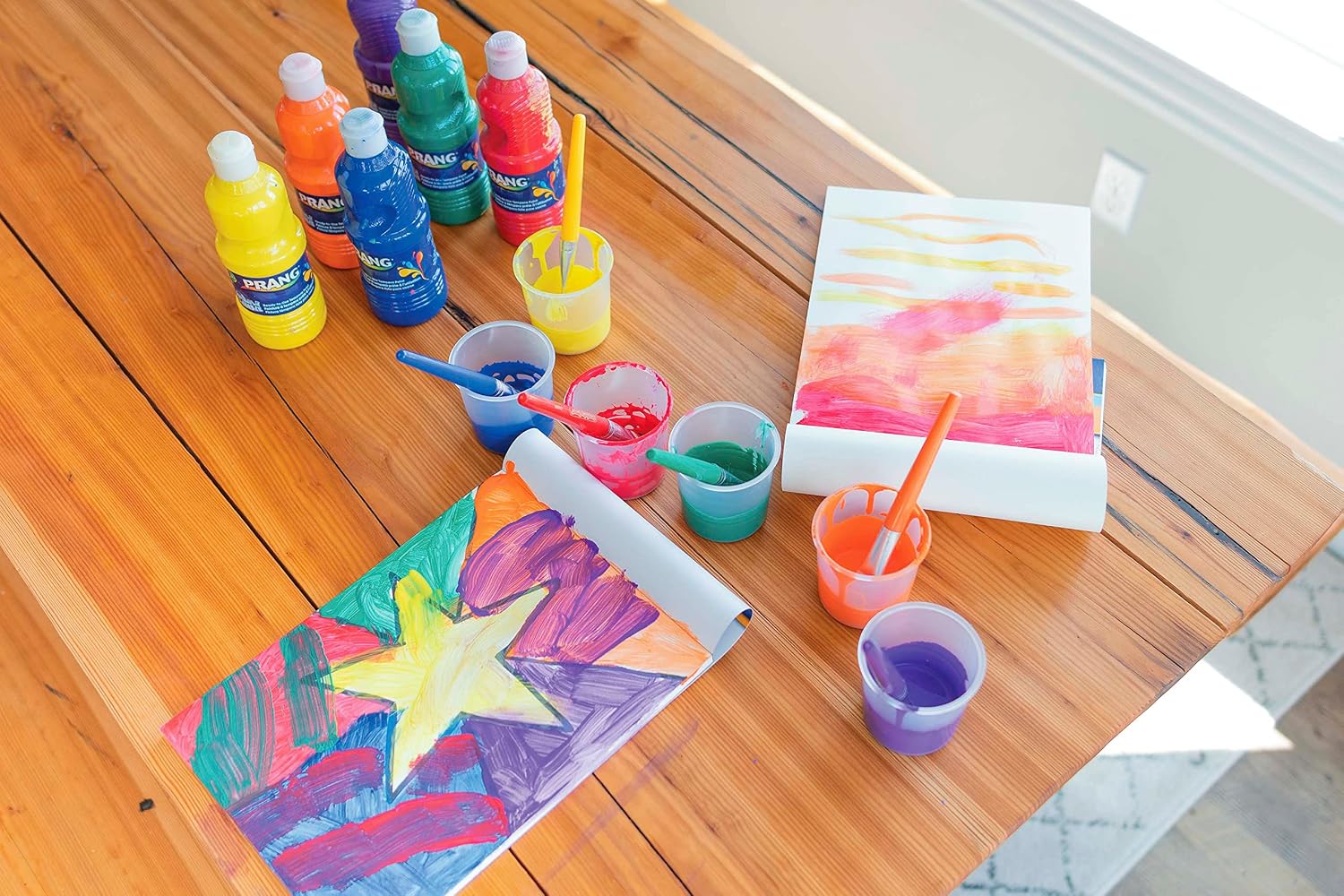 School Smart No Spill Paint Cups with Colored Lids - 3 1/2 inches - Pack of 10 - Assorted Colors