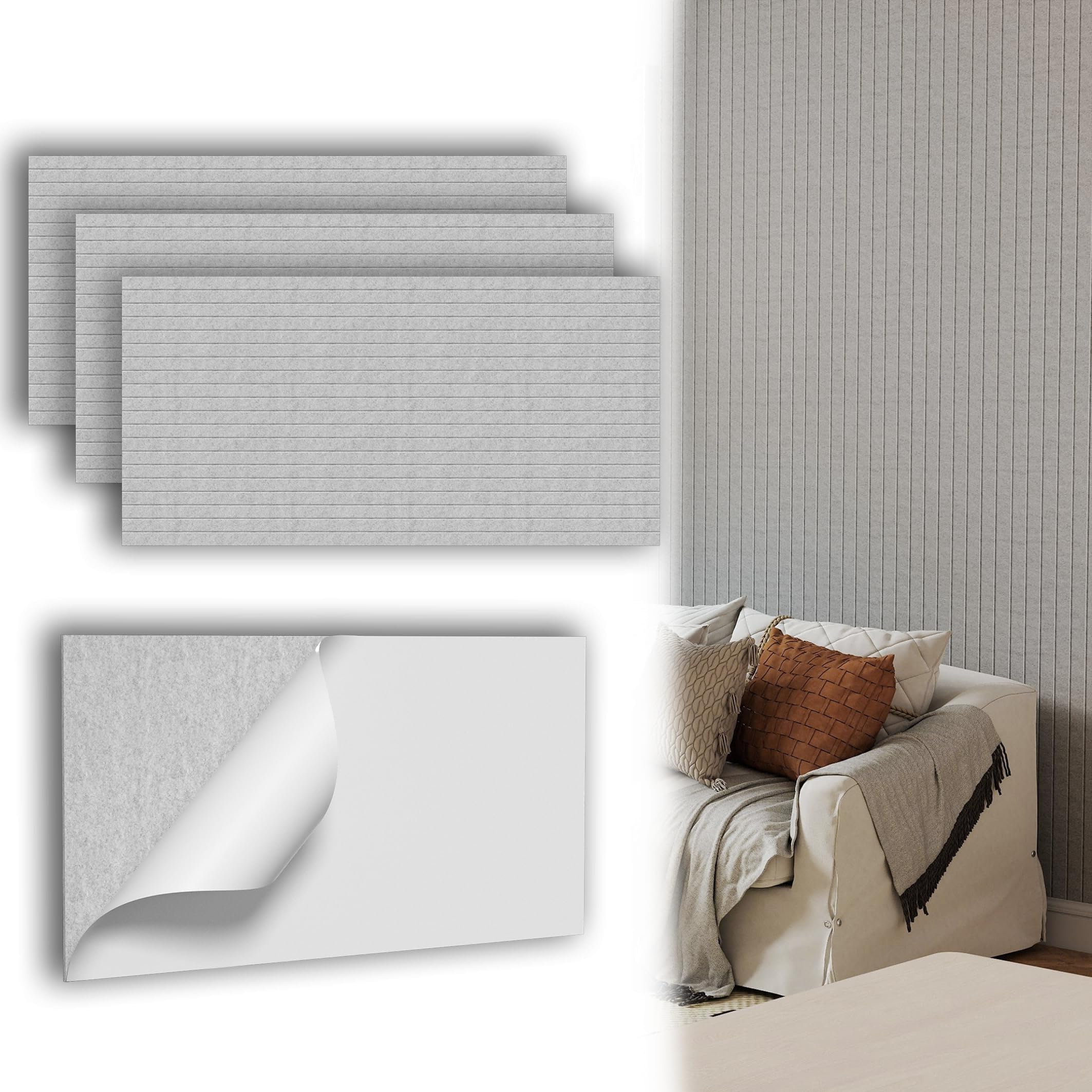 XMTECH Paquete de 4 paneles acústicos autoadhesivos, 120 x 60 x 0,9 cm, paneles acústicos para pared y techo, paneles acústicos para aislamiento acústico e insonorización, estudio, cine en casa