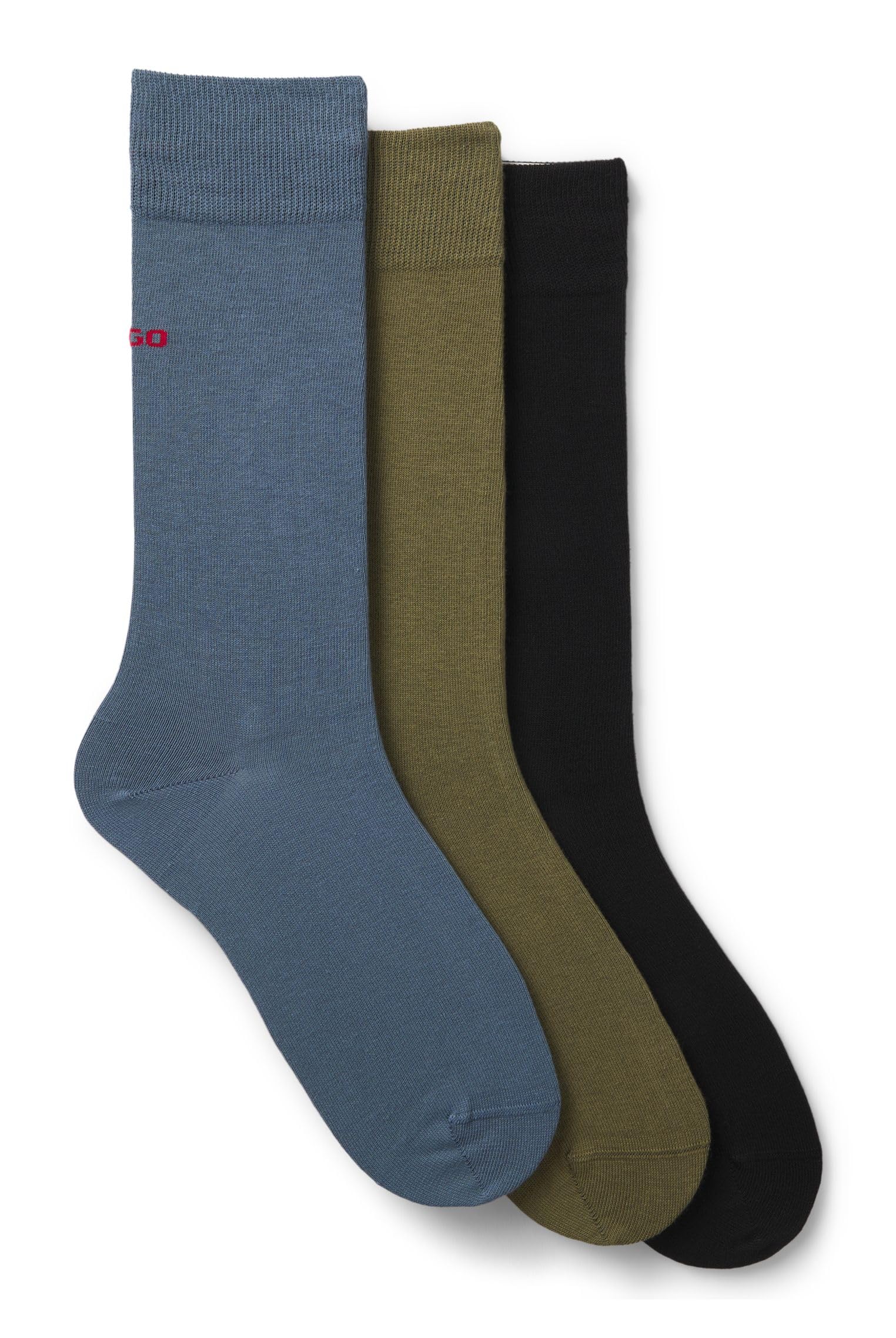 HUGO Mens 3P RS UNI CC Three-pack of logo-detail socks in a regular length