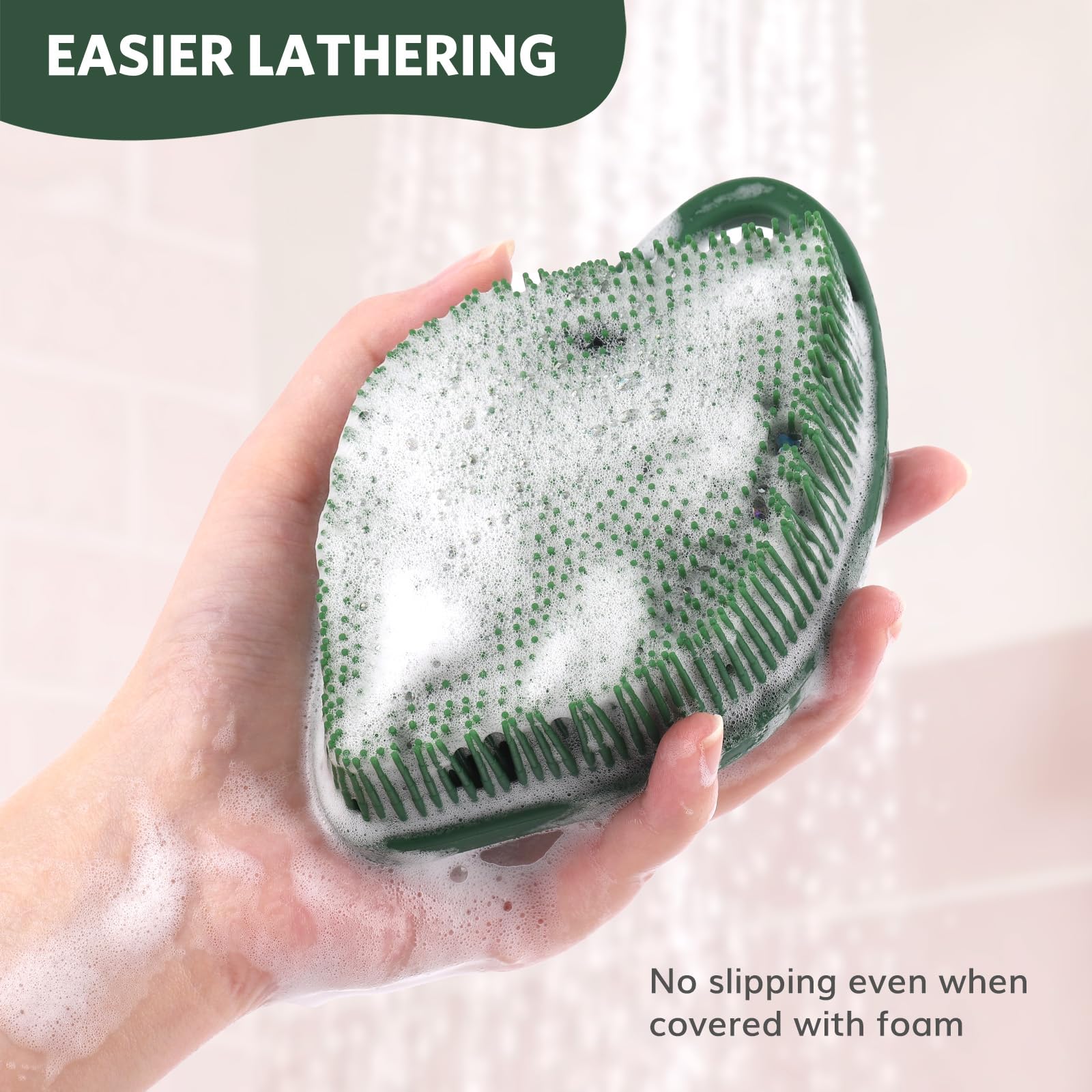 Sndyi Silicone Body Scrubber, Gentle Exfoliating Body Scrubber for Sensitive Skin, Leaf Shaped Shower Scrubber for Body with Lathering Bristles, Silicone Loofah Body Brush for Showering,: Green-Limited Edition