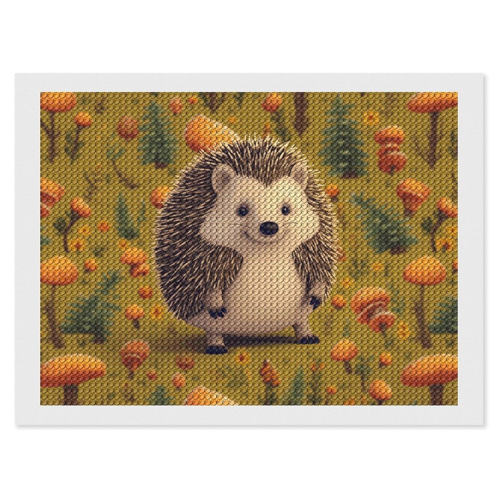 NONHAI Diamond Painting Kits for Adults - DIY Diamond Art Kits for Beginners - Full 5D Paint Drill Diamond Dots Paintings- Hedgehog Diamonds Pictures Gem Art and Craft Wall Decor 12"x16"