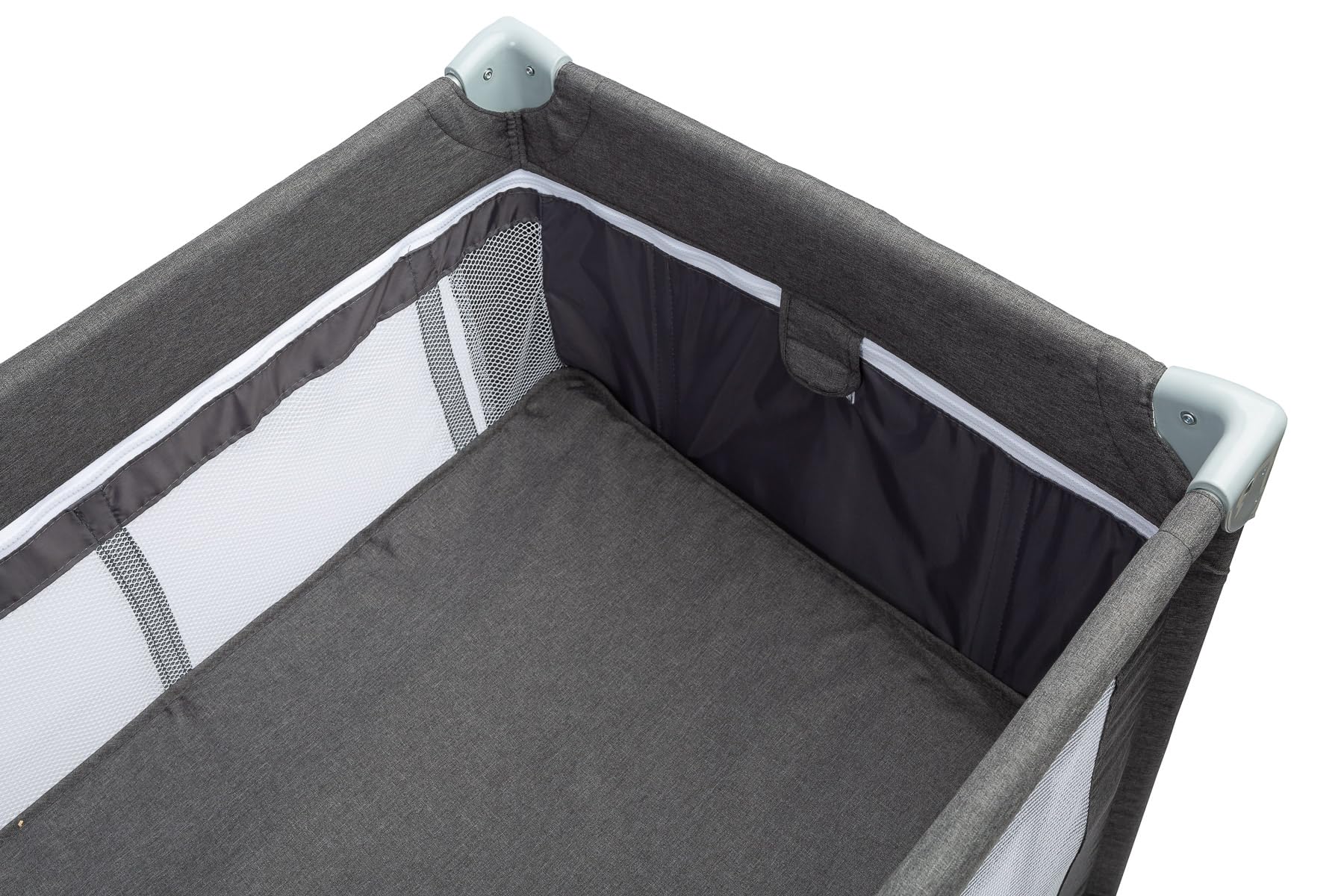 CARETERO - Łóżeczko turystyczne z materacem 120x60 cm, Basic Plus - Składane łóżeczko turystyczne dla dzieci do 15 kg - Od urodzenia do 4 lat - W zestawie torba transportowa - Grafit
