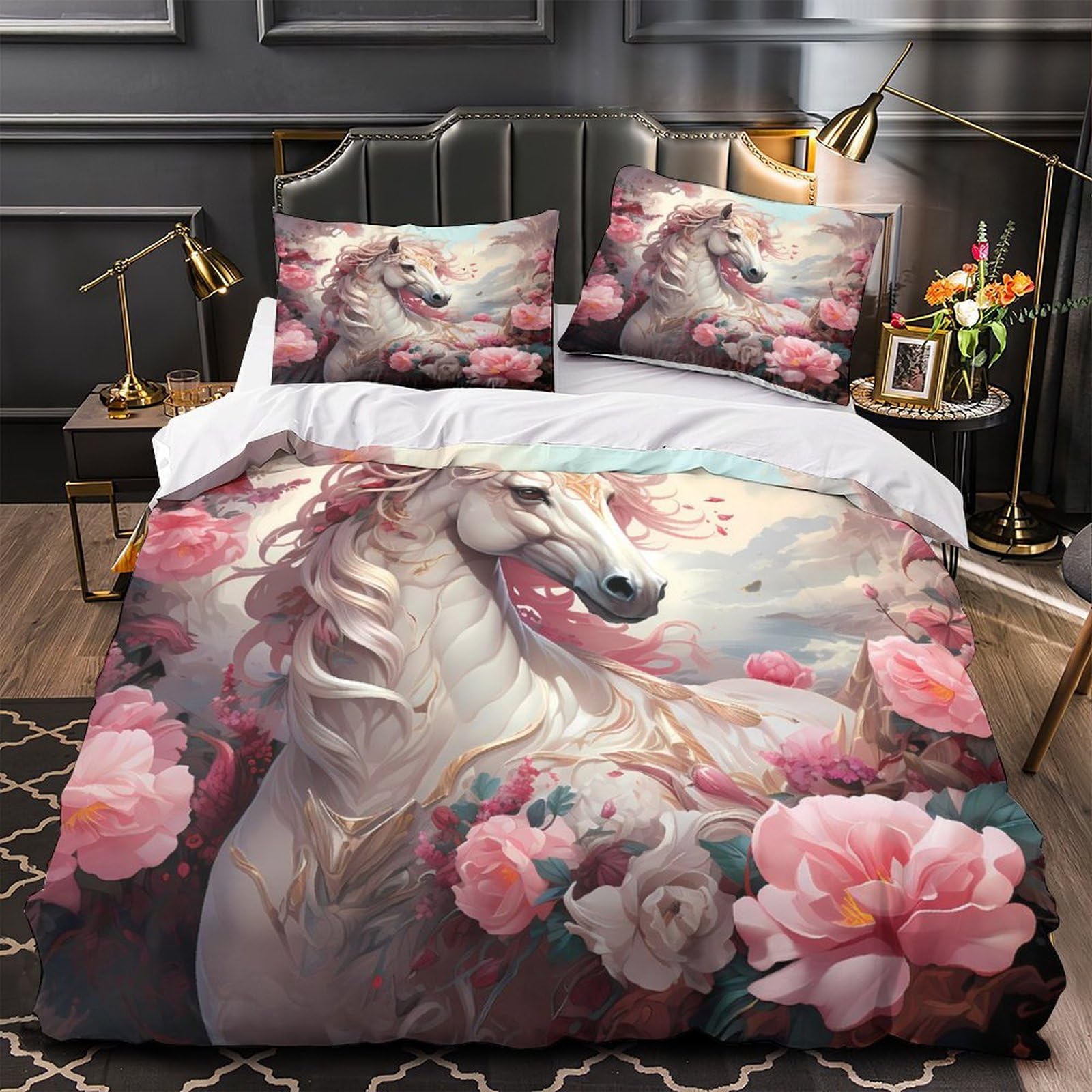 Housse de couette forêt fantastique grand lit adulte déco nature chic
