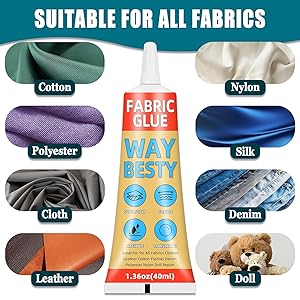 Fabric Glue Permanent, 40ml Liquid Stitch Fabric Glue for Clothing Permanent Washable, Patches, Denim, Leather, Polyester, Flannel, Cotton- it Waterproof (2 Pack 1.36oz)