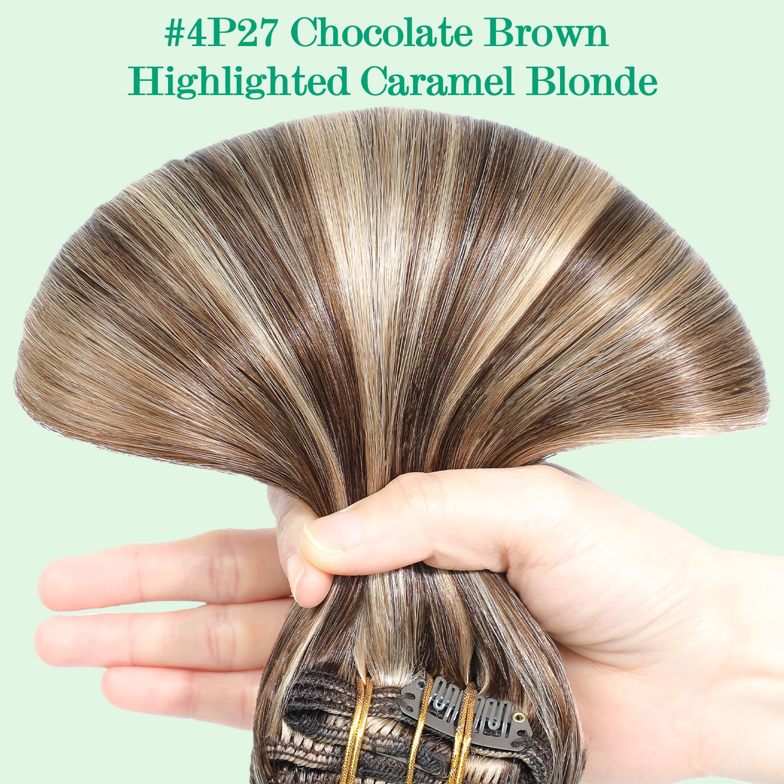 SURNEL Extensiones Clip Pelo Natural 100g 35cm 6 Piezas Castaño Chocolate Extensiones De Clip De Humano Real Extensiones Pelo Natural Remy (C#4-35cm) — view 88