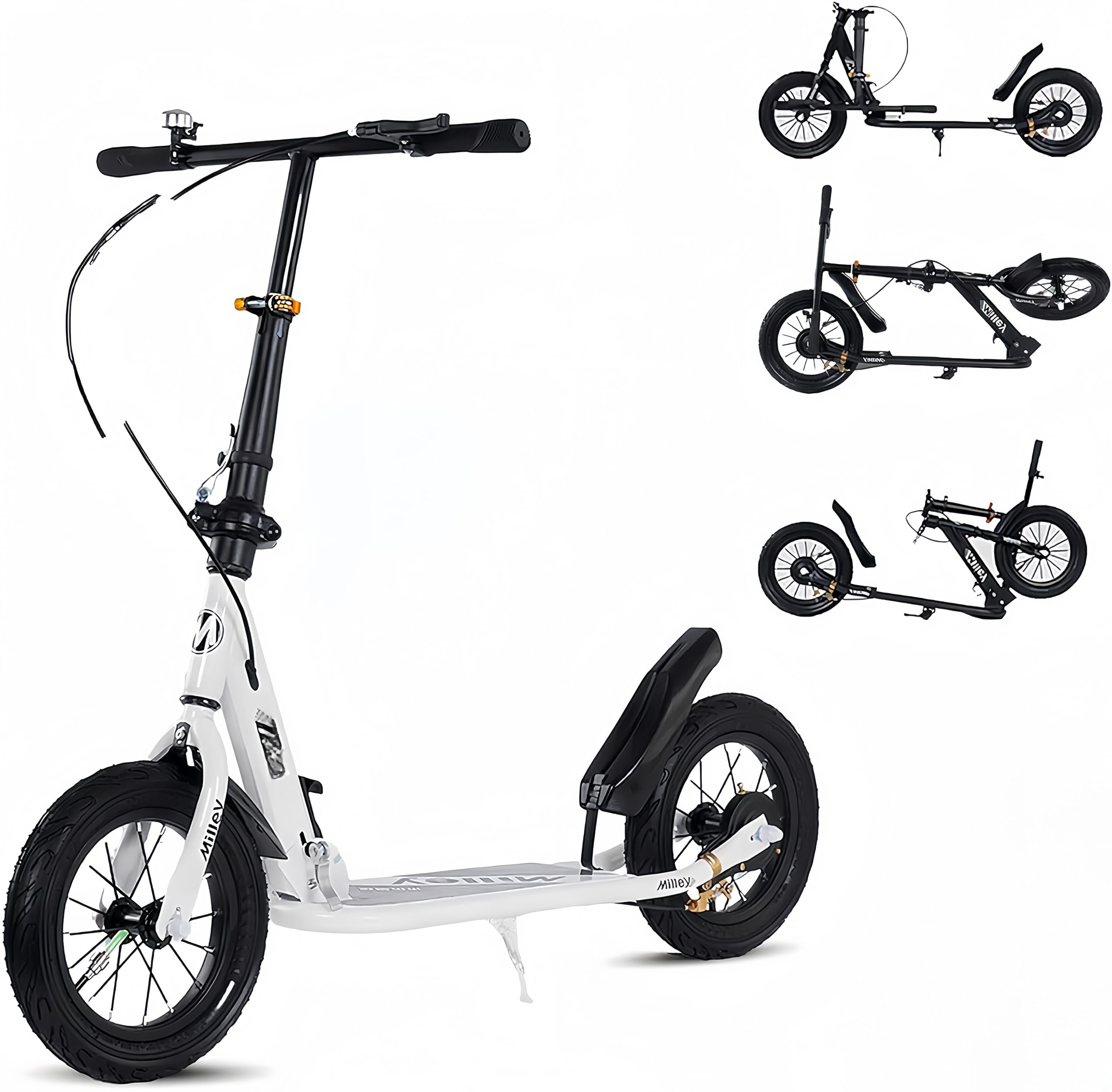 LLNWDNB XXL Big Wheel Adult City Scooter, Foldable with Handbrake, Kick Scooter for Adults and Children, 150 kg Load Capacity