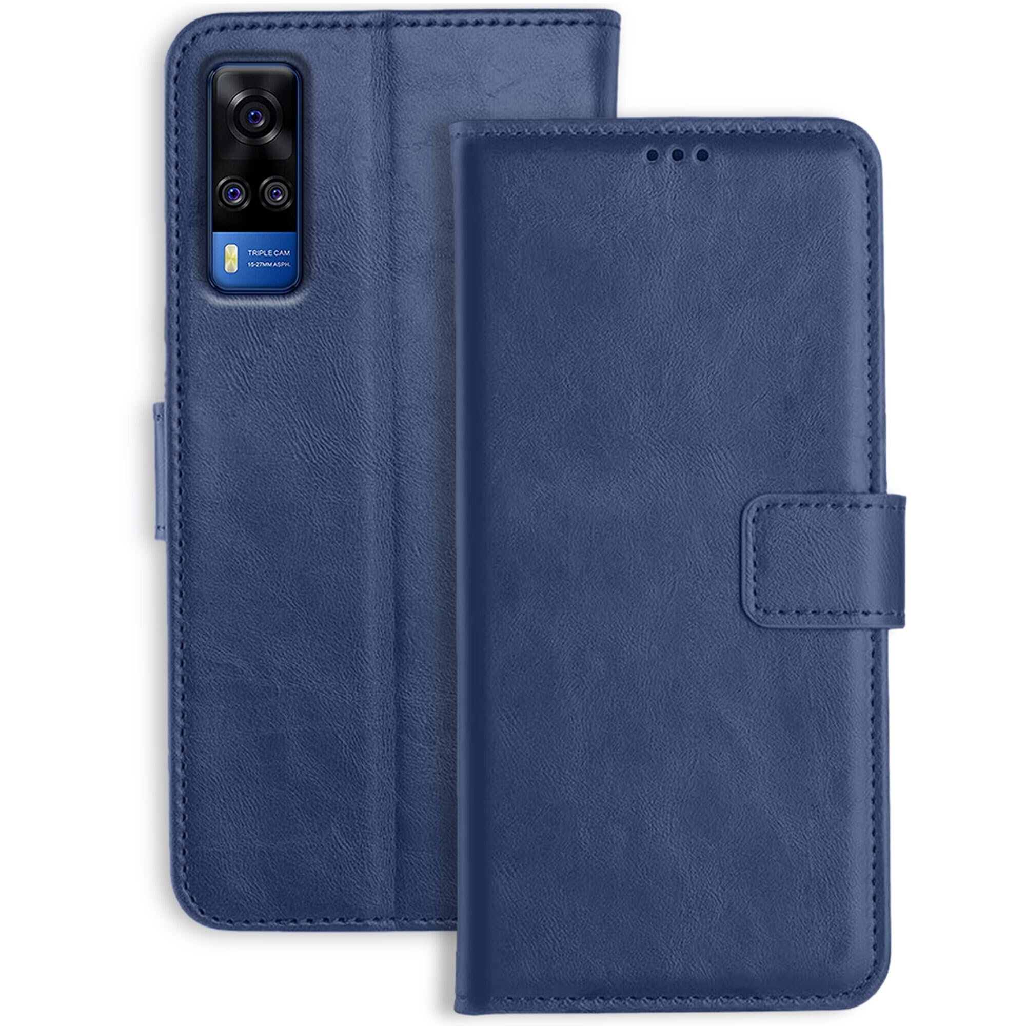 Ubros Network Vivo Y51A Flip Cover | Leather Finish | Inside Pockets & Stand | Shockproof Wallet Style Magnetic Closure Back Cover Case for Vivo Y51A (Blue) (B0CNX4LFVP) Amazon Price History, Amazon Price Tracker