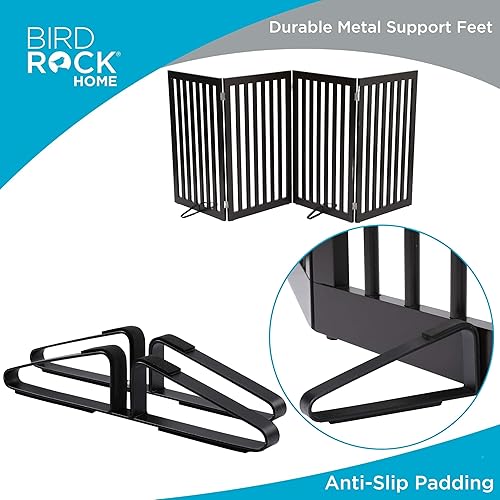 Miniatura 7 de INTERNET'S BEST Puerta para perros con patas de apoyo, barrera independiente para mascotas, valla plegable de madera para gatos o perros, puertas