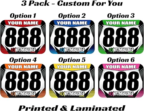 Miniatura 2 de Calcomanías personalizadas MX ATV con nombre, juego de 3 gráficos rectangulares, opciones de tamaño y color