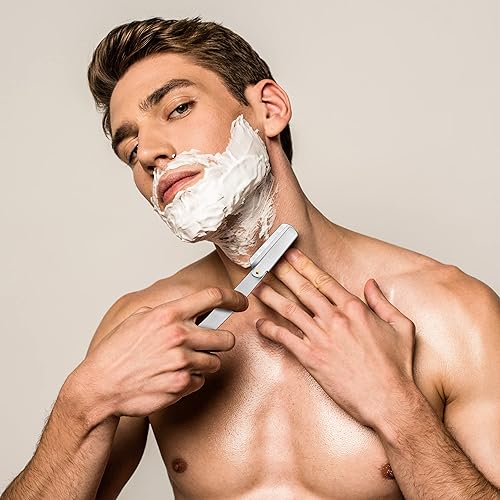 Miniatura 22 de Utopia Care - Rasuradora de seguridad profesional, para peluquero, de borde recto, con 100 cuchillas Derby, 100 % acero inoxidable, (negro)