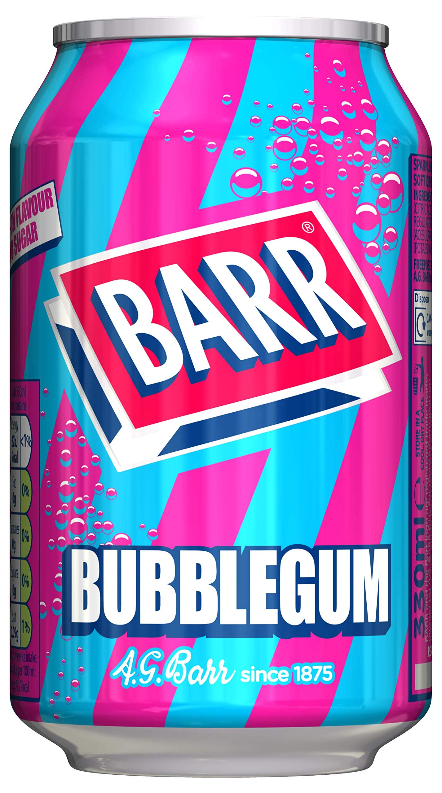 Barr Bubblegum Fizzy Drink Cans, 330ml, (Pack Of 24