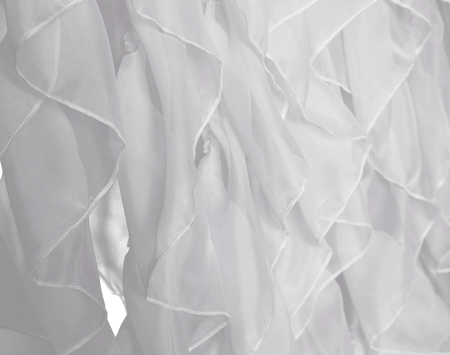 Cascade Shabby Chic Sheer Voile Vertical Ruffled Waterfall Window Curtain Panel 2 Panels (White, 50"×63")­