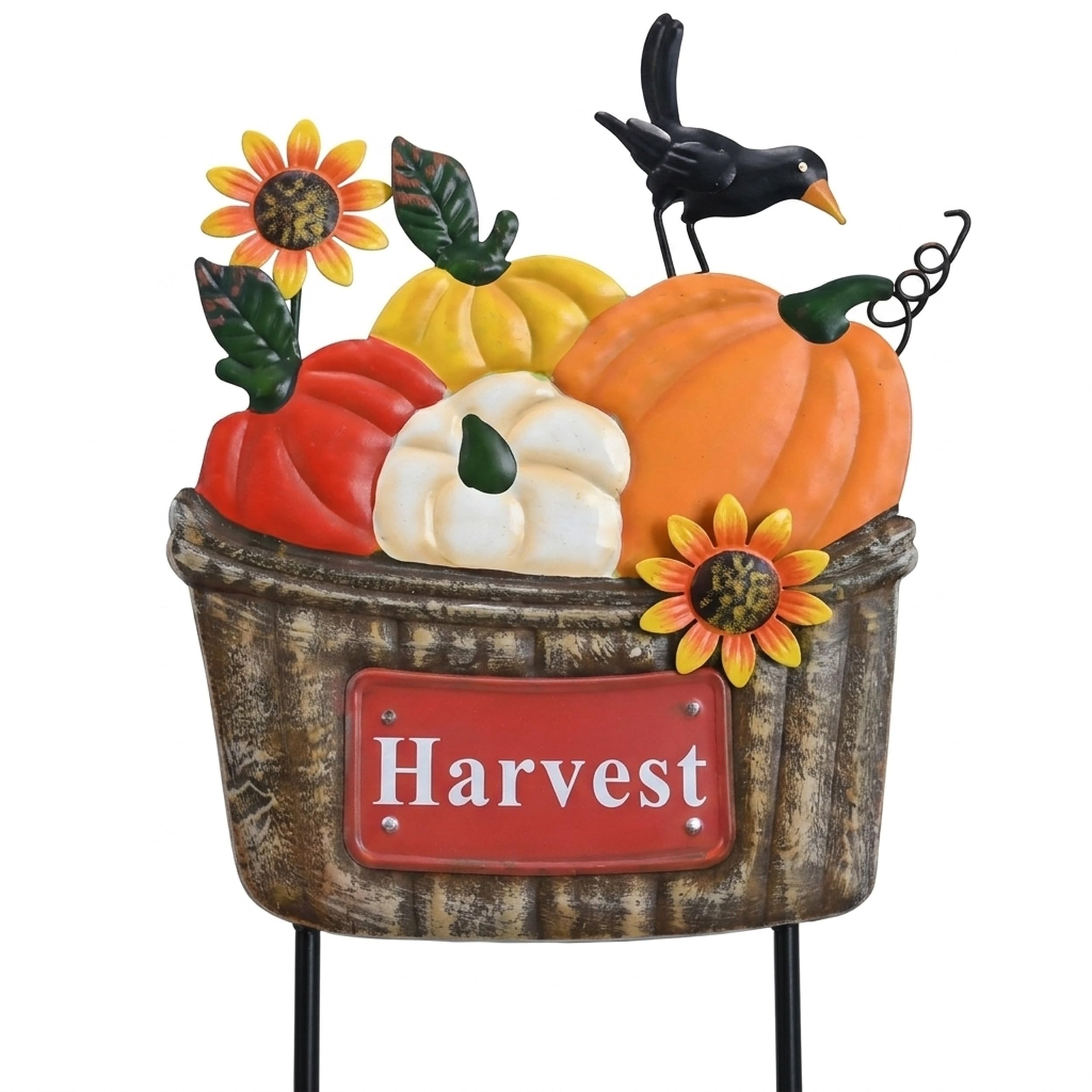 TERESA'S COLLECTIONS 73cm Metal Painted Autumn Pumpkin Garden Ornaments - Detachable Waterproof Outdoor Autumn Harvest Decor for Garden & Patio, for Women