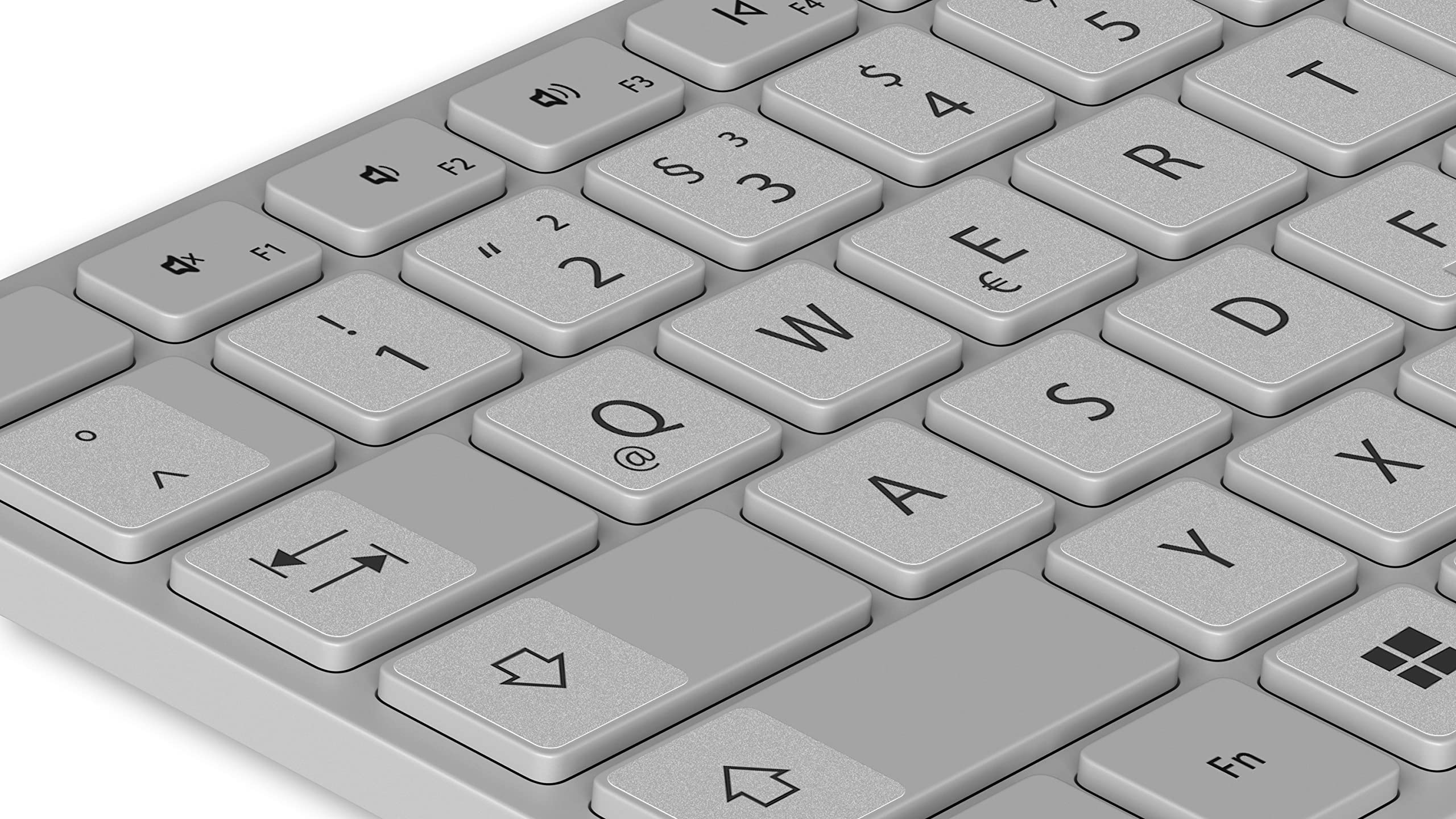 Juego de pegatinas para teclados de PC y portátil, 14 x 14 mm, incluye teclas adicionales y teclado numérico, color: plateado