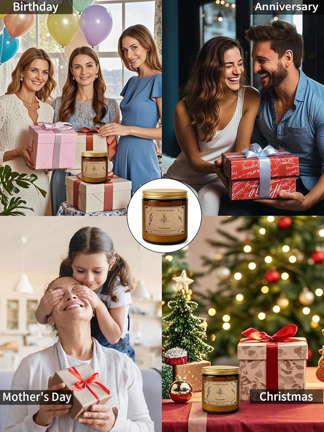 Home Scented Candles, 16oz Large Jar Scented Candle – Eucalyptus Soy Wax Candle with 100 Hour Burn Time, Long Lasting Aromatherapy Candle for Stress Relief, Fresh Home Fragrance & Spa Gifts - Image 5