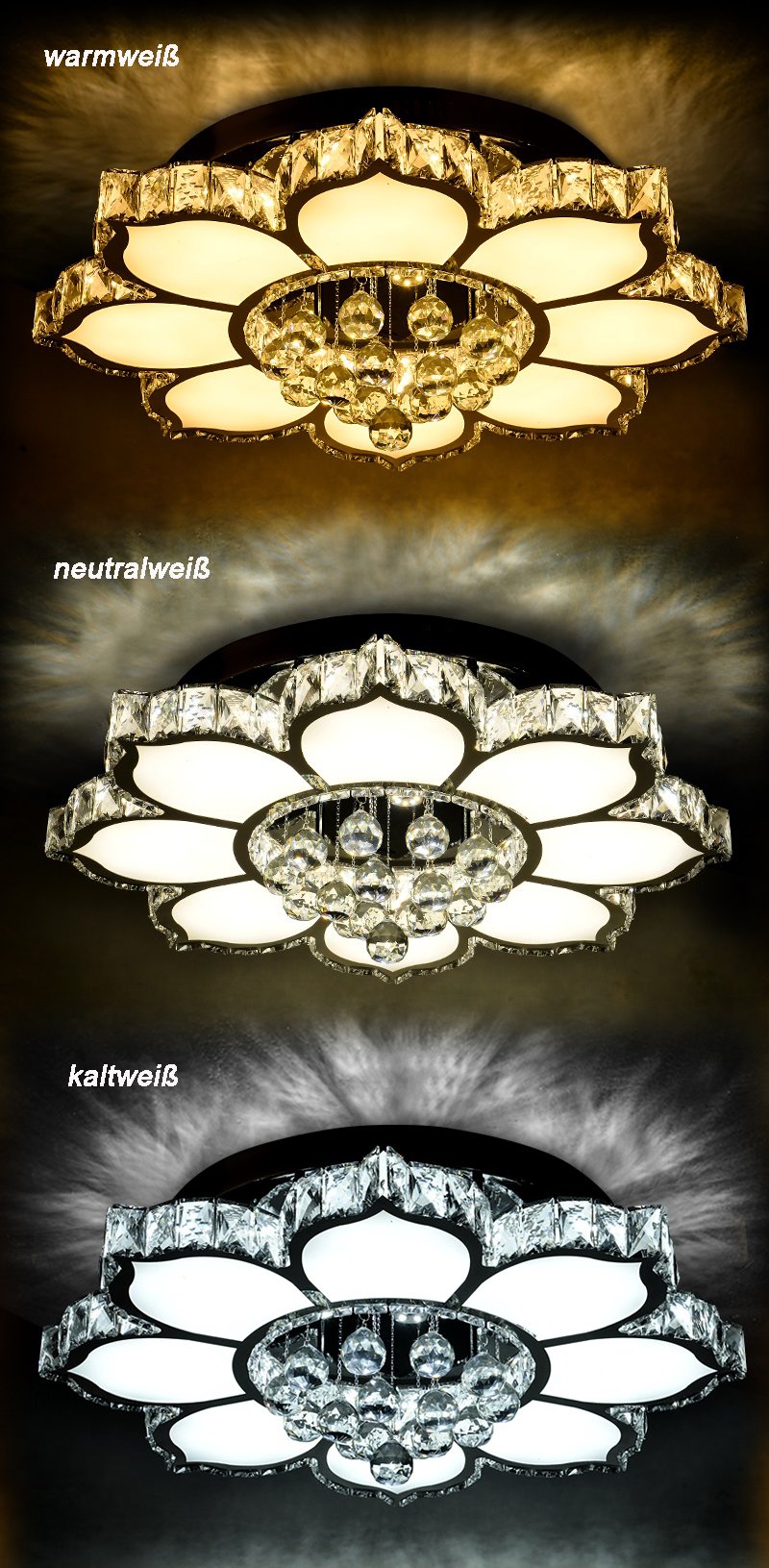 LED Deckenleuchte 3017WJ-66cm 132W mit Fernbedienung warmweiß bis kaltweiß einstellbar.dimmbar Kristall 3x5 cm Deckenlampe Wohnzimmerlampe Leuchte Lampe Pendelleuchte Energieeffizient led Leuchtung