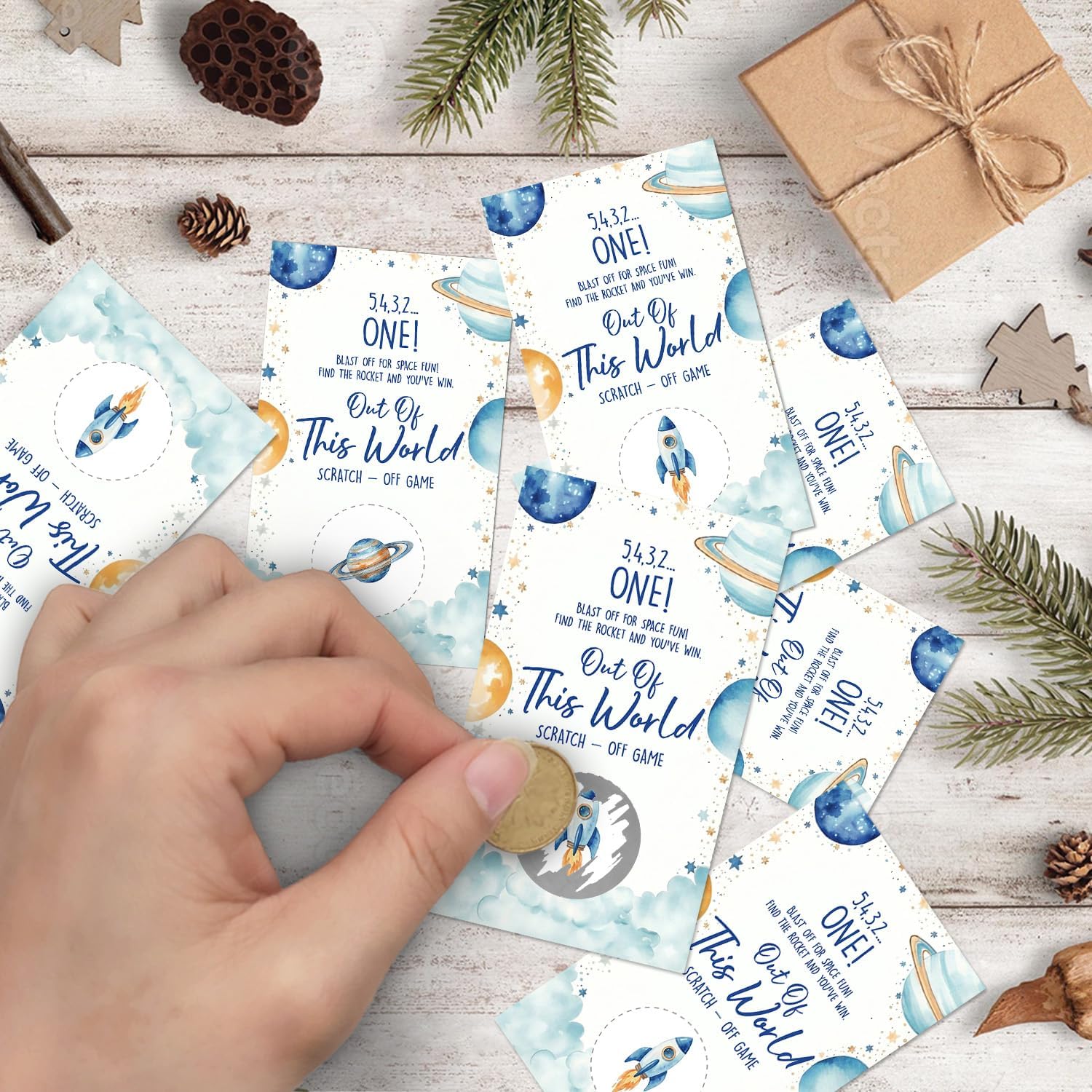 Out of This World Funny Party Game Scratch Off Cards 32Pcs, Outer Space Theme Holiday Event Raffle Tickets, Lottery Game for Birthday Baby Shower Party, Galaxy Theme Party Supplies image 4