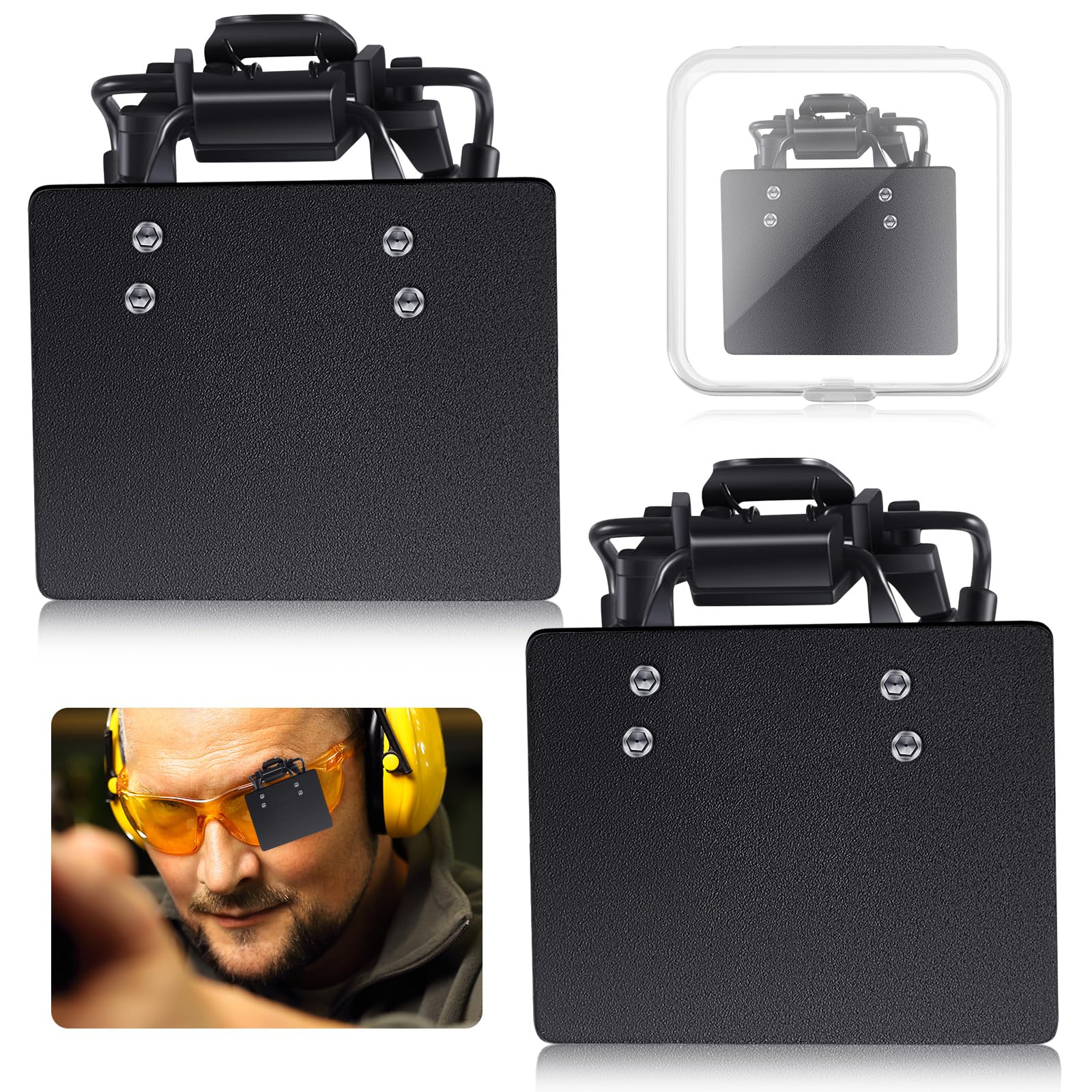 hungdao 2 pieces international standard shooting glasses patch 1.57 x 1.97 inch shooting patch black eye patch for glasses blinders occluder clip on eye mask adults men archery aim protection