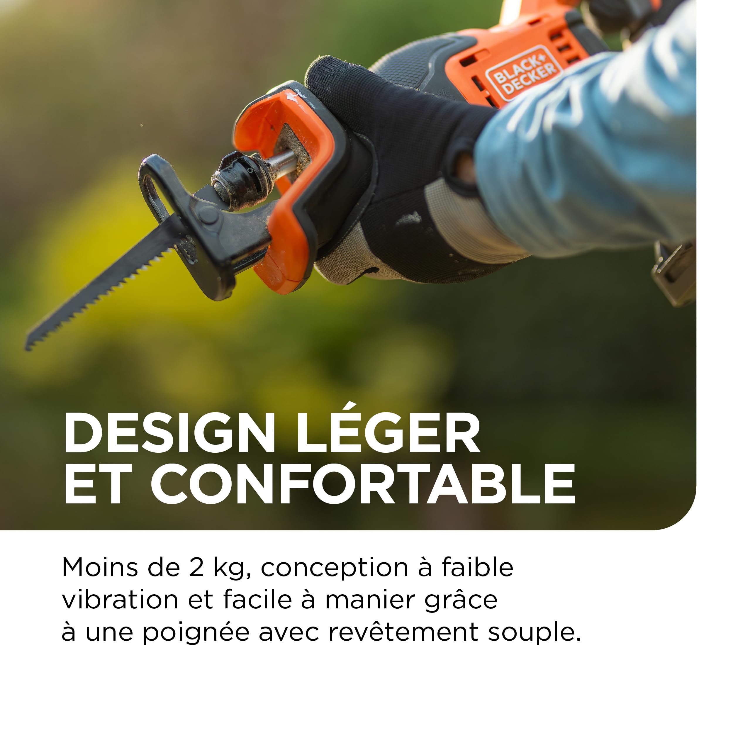 BLACK+DECKER Scie sabre sans fil Brushless avec éclairage LED et 6 lames incluses, outil seul sans batterie, BLCR78NAZ-XJ