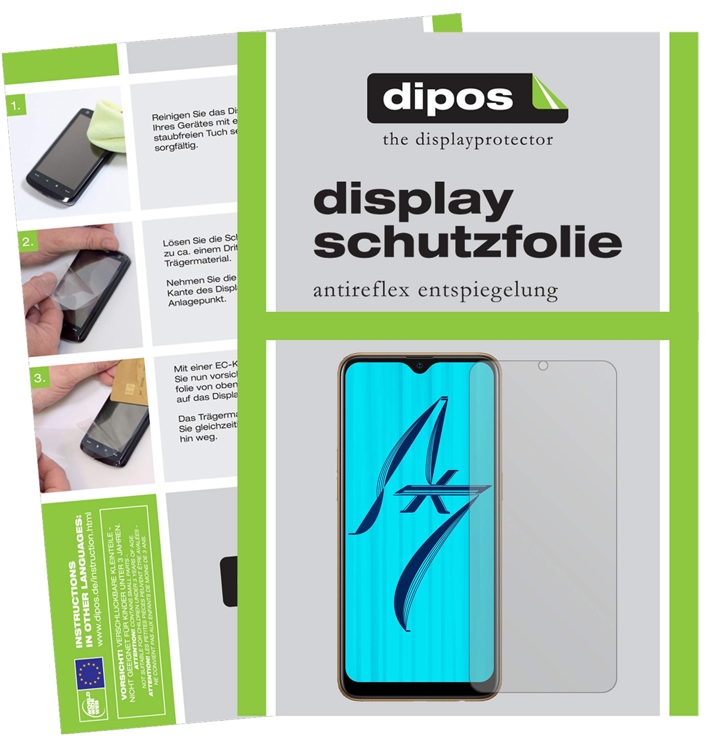 Dipos 2X Pellicola Protettiva Antiriflesso Per Oppo AX7 | Vetro Opaco Anti-impronta | Made In Germany - 2
